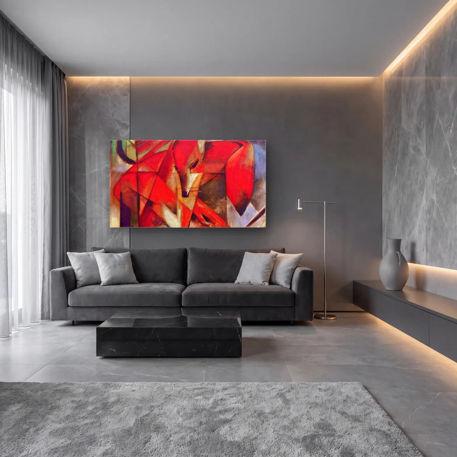 Franz Marc – Foxes cam tablo — lüks salon duvarında
