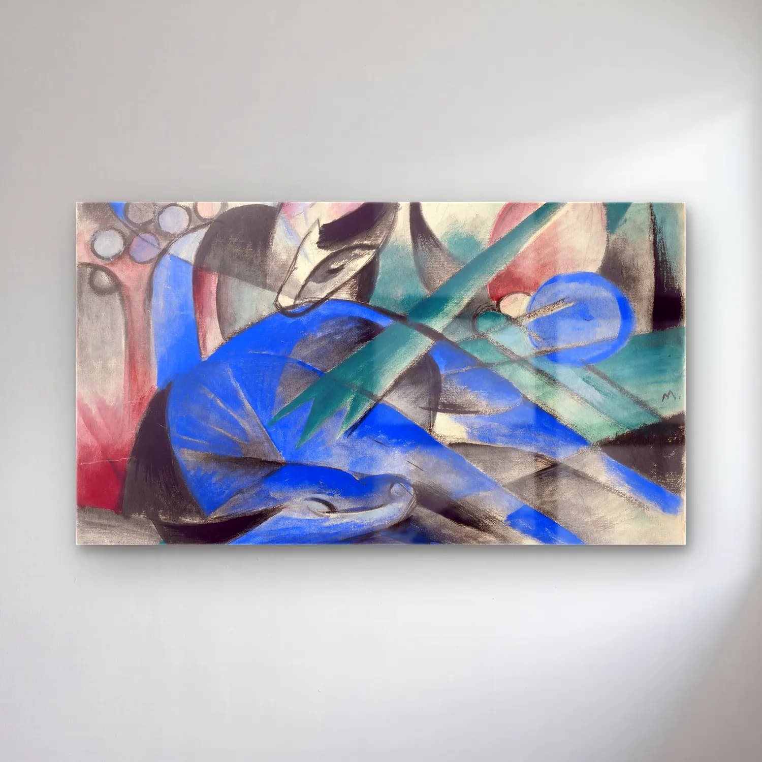 Franz Marc – GUGG Dreaming Horse cam tablo — Franz Marc – GUGG Dreaming Horse — modern soyut balina