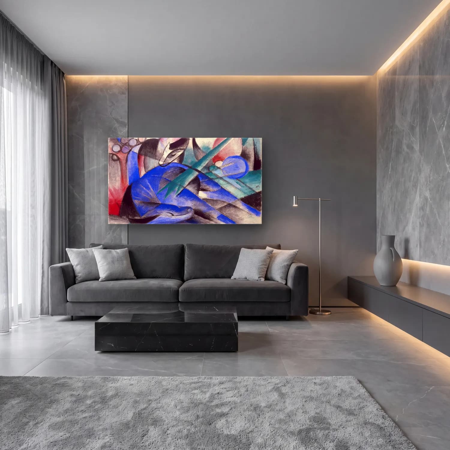 Franz Marc – GUGG Dreaming Horse cam tablo — lüks salon duvarında