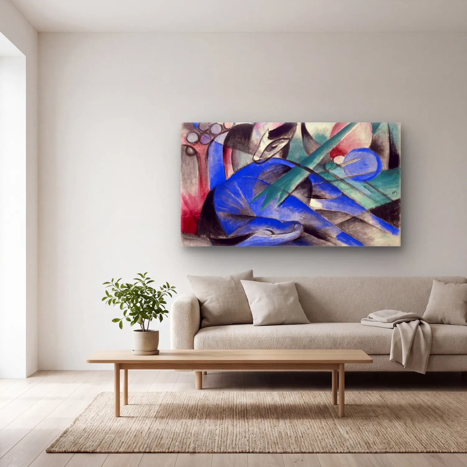 Franz Marc – GUGG Dreaming Horse cam tablo — açık renk salonda
