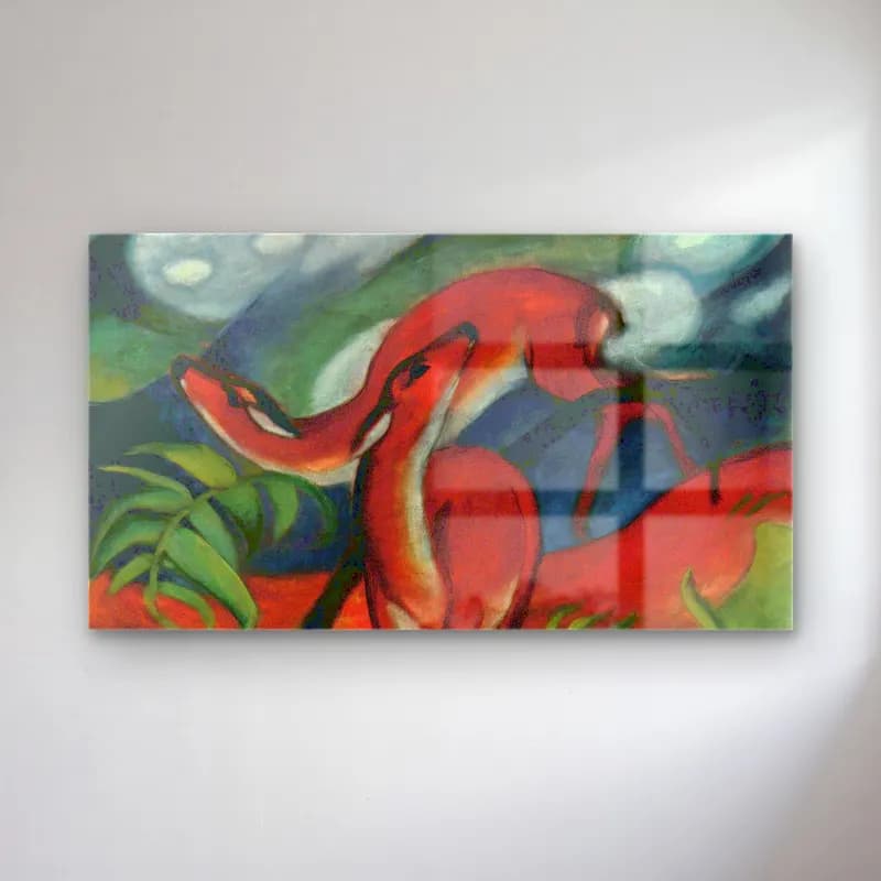 Franz Marc – Red Deer II cam tablo — Franz Marc – Red Deer II — yağlı boya tilki
