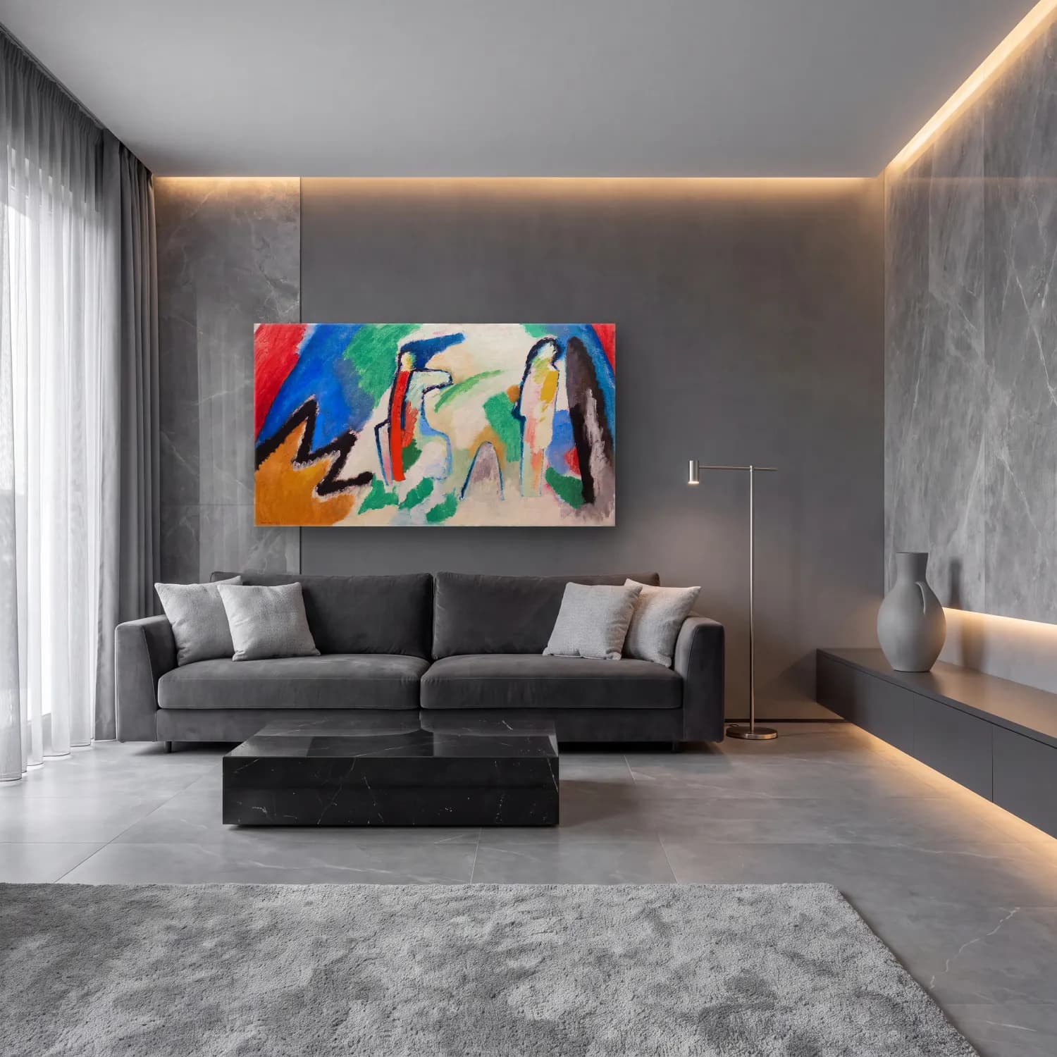 Wassily Kandinsky – A Mountain cam tablo — lüks salon duvarında
