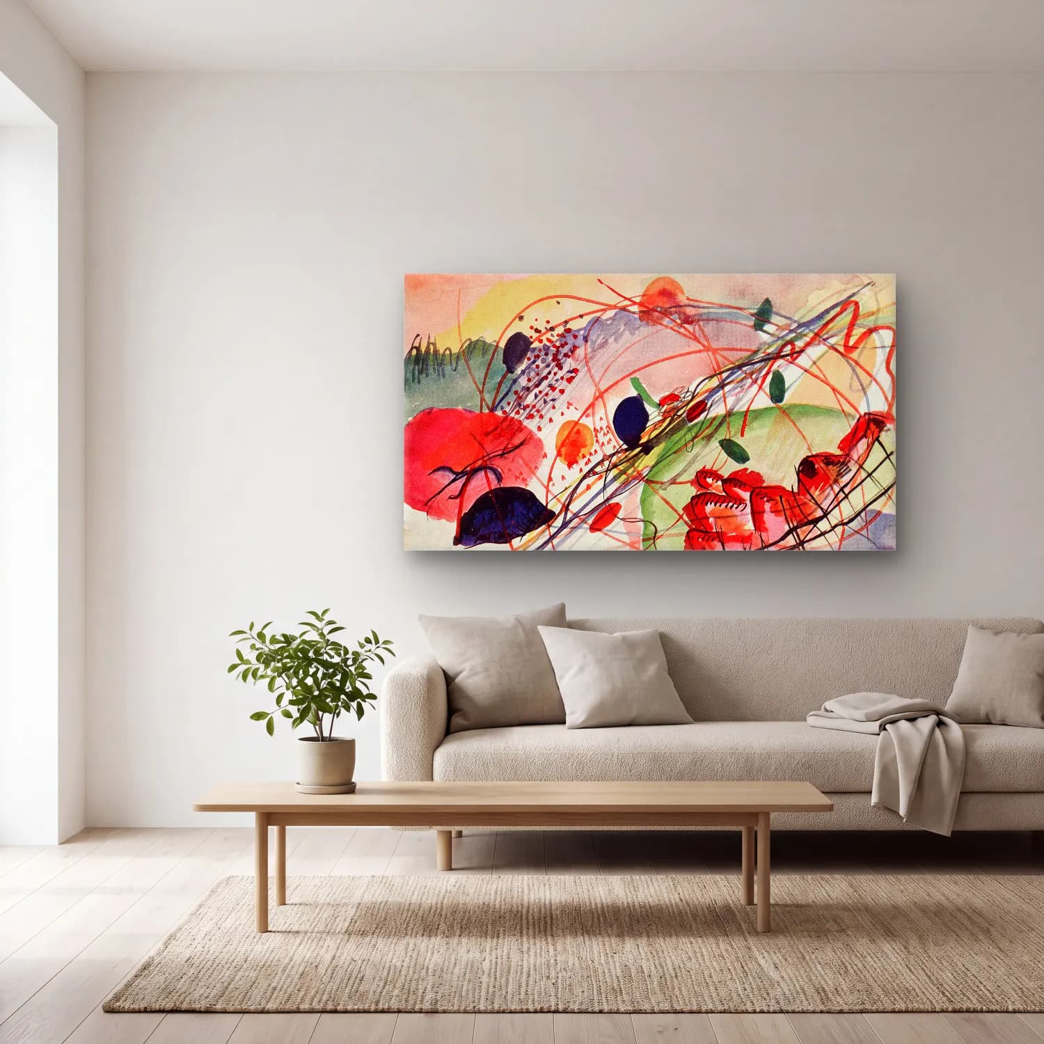 Wassily Kandinsky – Aquarell cam tablo — açık renk salonda