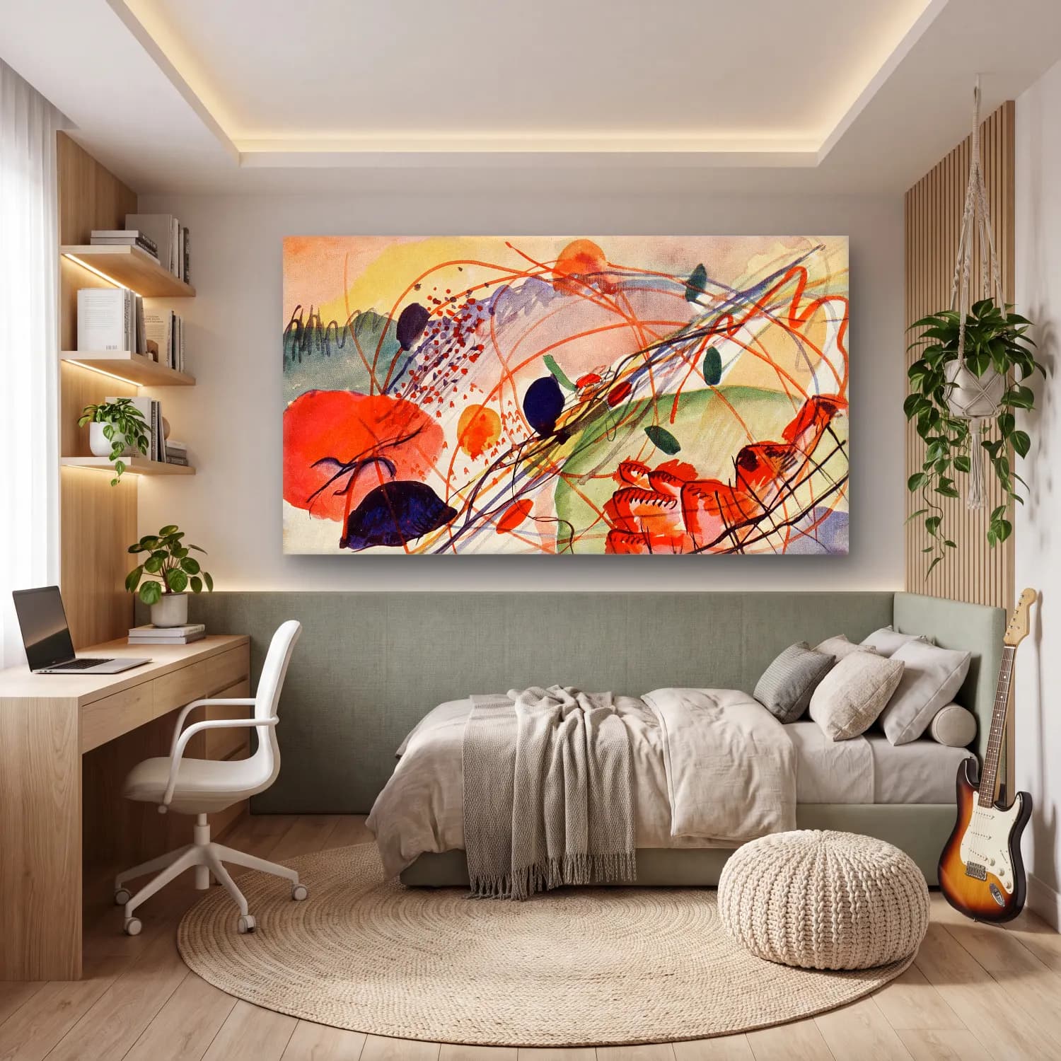 Wassily Kandinsky – Aquarell cam tablo — genç odasında
