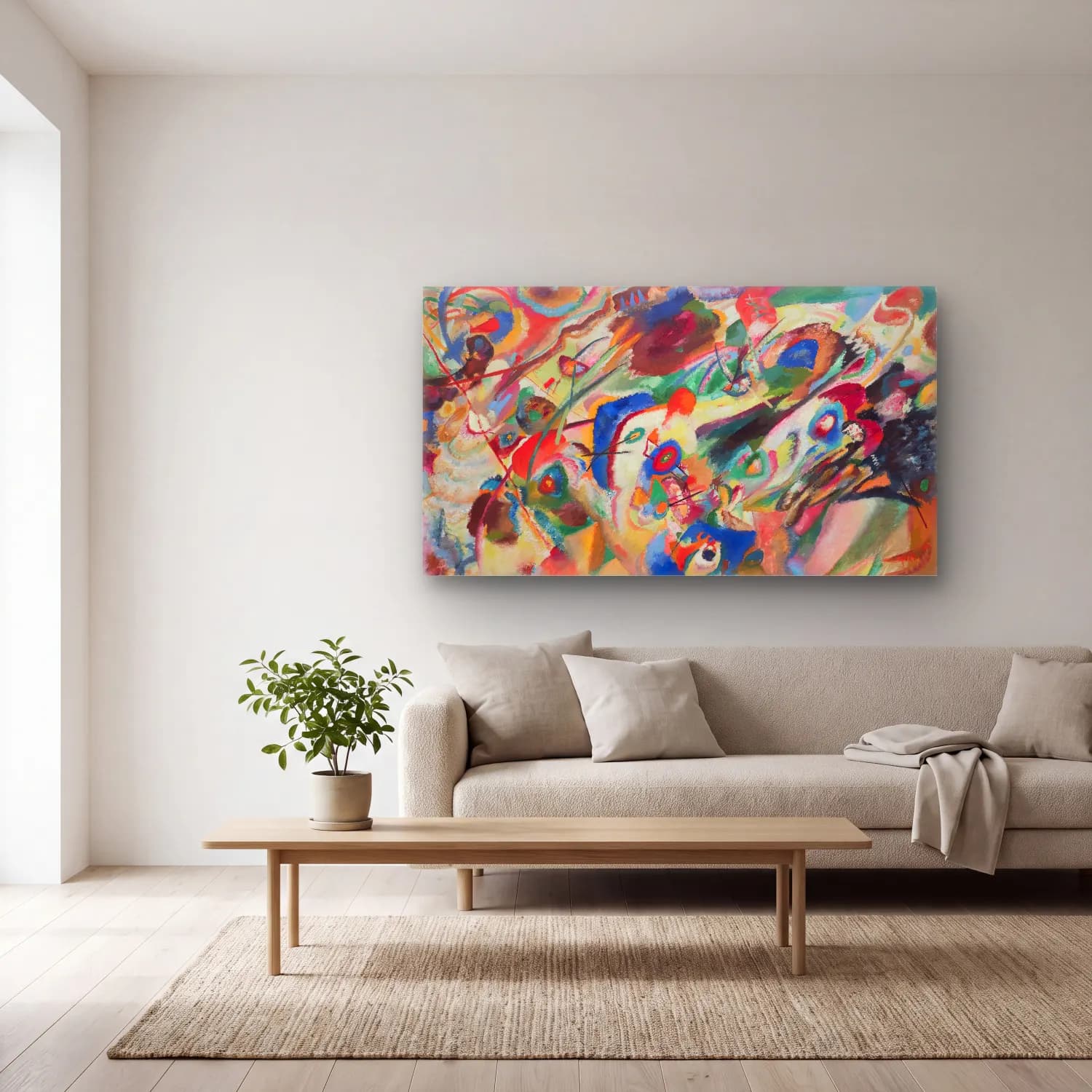 Wassily Kandinsky – Composition VII cam tablo — açık renk salonda