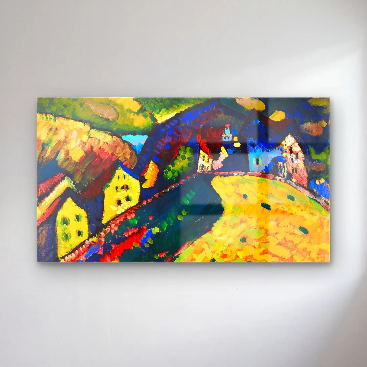 Wassily Kandinsky – Houses at Murnau cam tablo — Wassily Kandinsky – Houses at Murnau — empresyonist köy sokağı