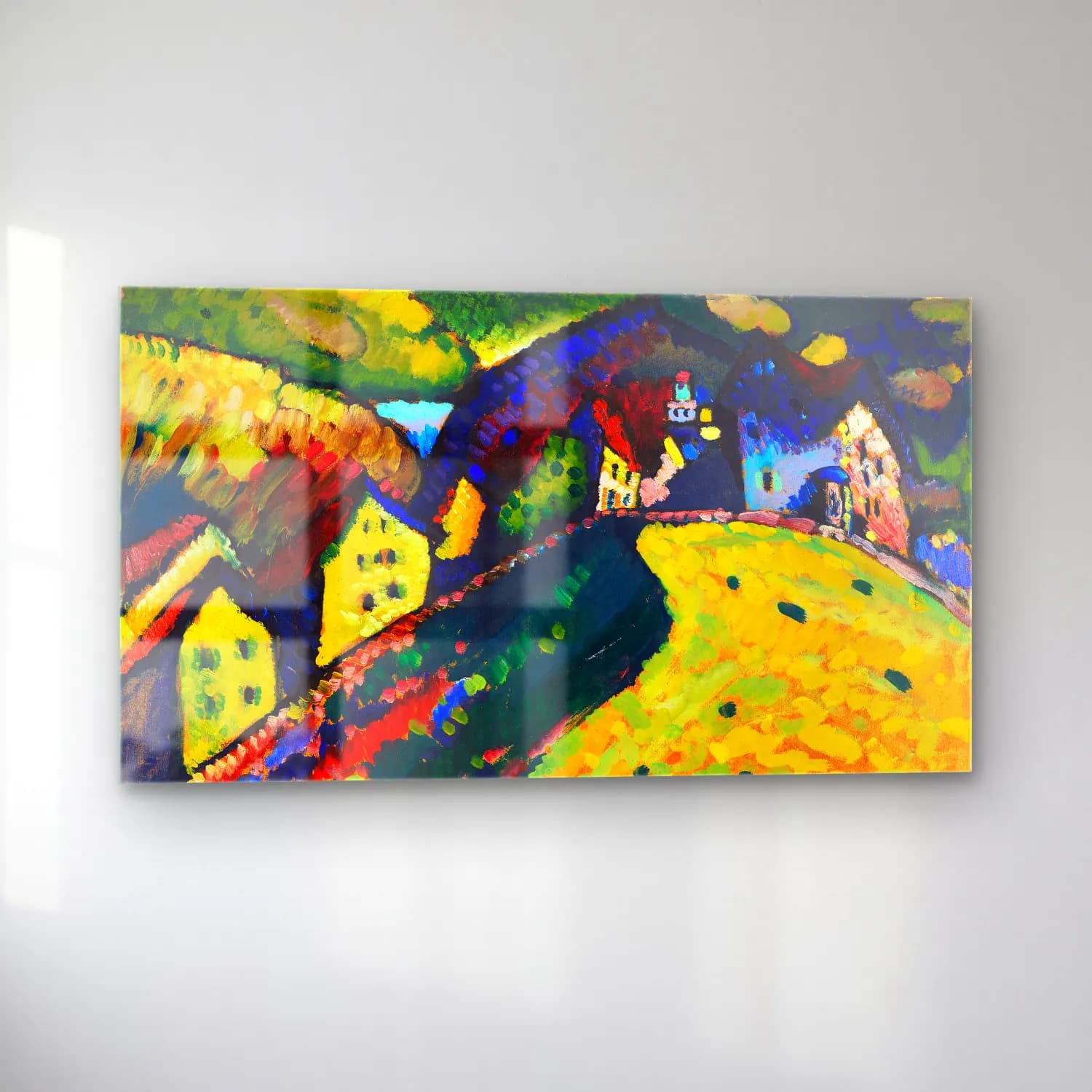 Wassily Kandinsky – Houses at Murnau cam tablo — sol açıdan görünüm