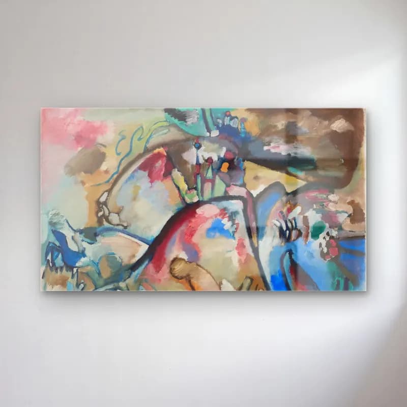 Wassily Kandinsky – Improvisation – Mavi Tonlar cam tablo — Wassily Kandinsky – Improvisation – Mavi Tonlar — modern soyut soyut manzara