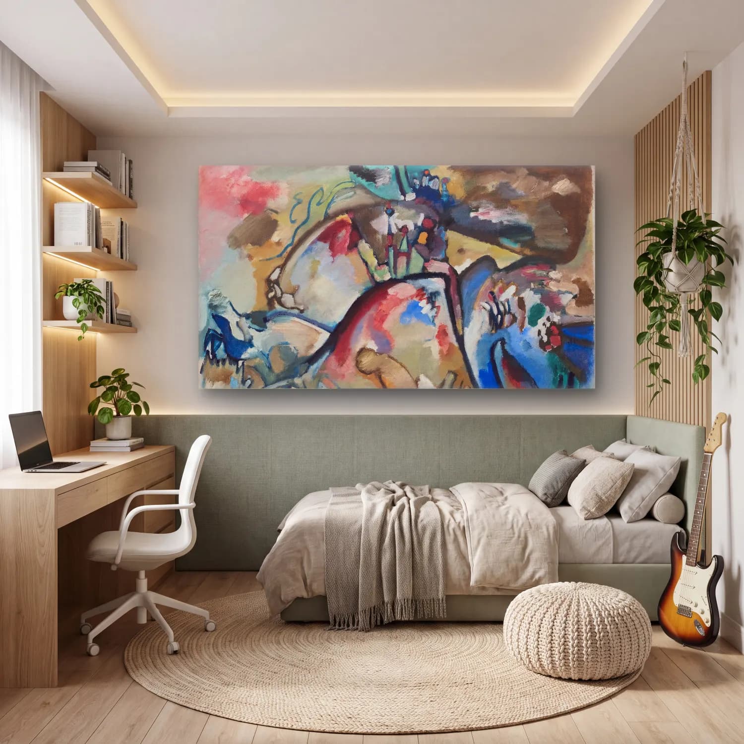 Wassily Kandinsky – Improvisation – Mavi Tonlar cam tablo — genç odasında