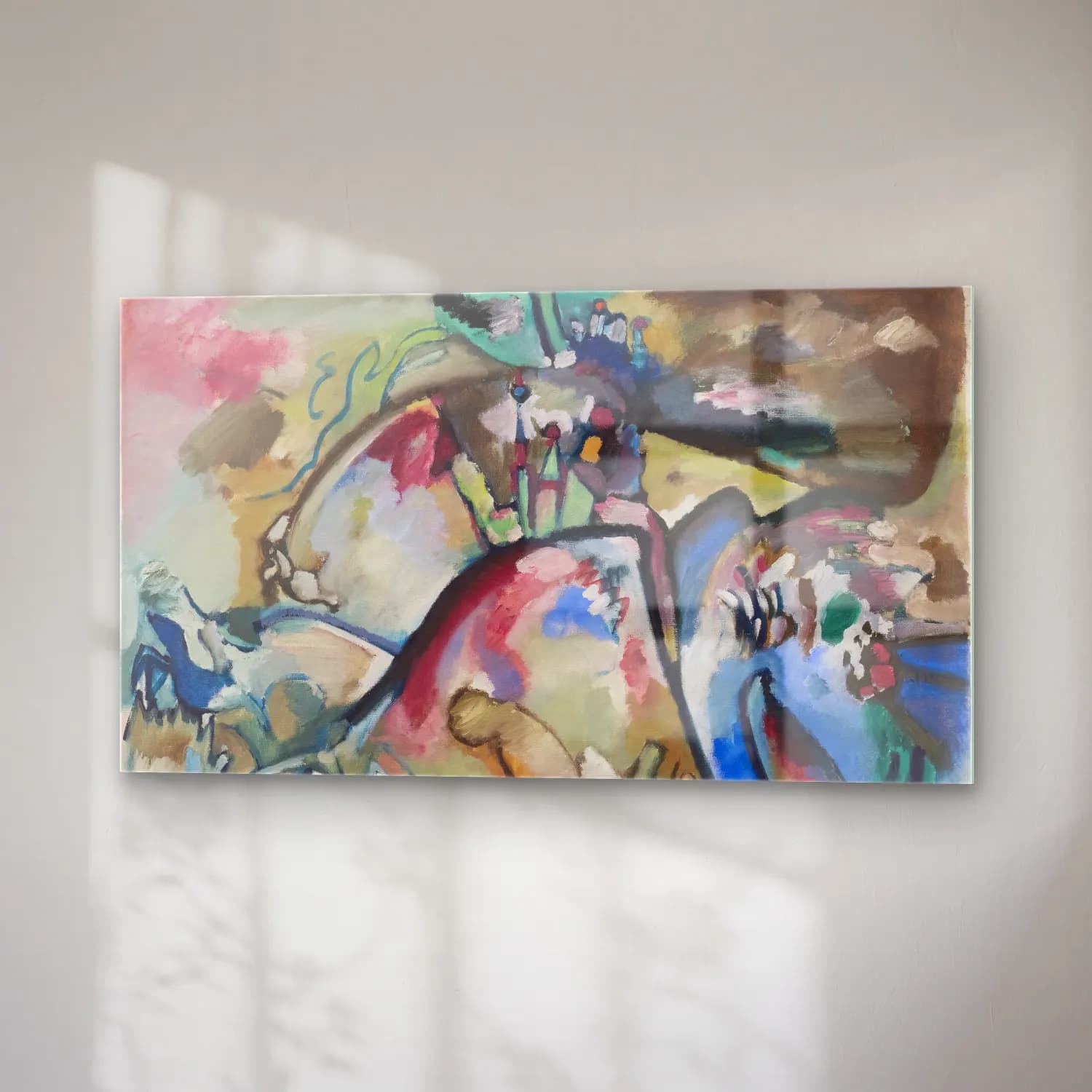 Wassily Kandinsky – Improvisation – Mavi Tonlar cam tablo — sağ açıdan görünüm
