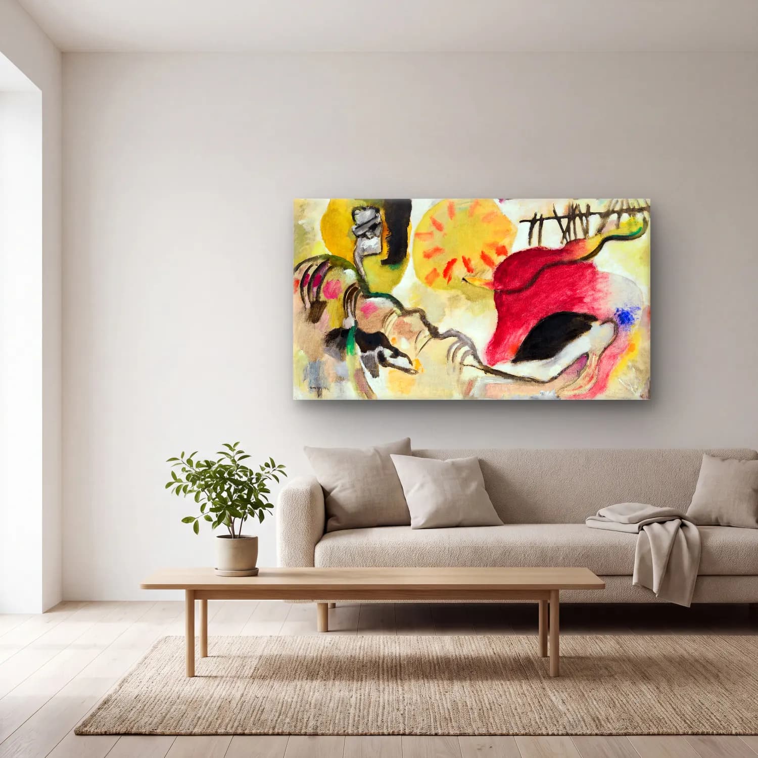 Wassily Kandinsky – Improvisation 27 (Garden of Love II) cam tablo — açık renk salonda
