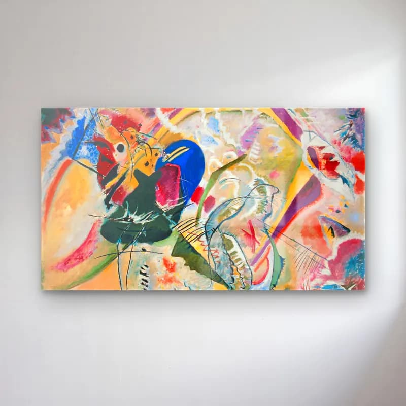 Wassily Kandinsky – Improvisation – Sarı Tonlar cam tablo — Wassily Kandinsky – Improvisation – Sarı Tonlar — modern soyut soyut manzara