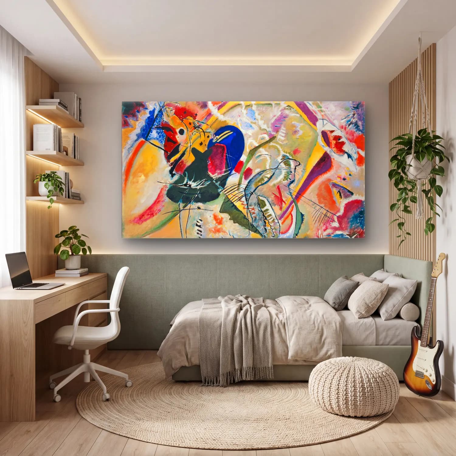 Wassily Kandinsky – Improvisation – Sarı Tonlar cam tablo — genç odasında