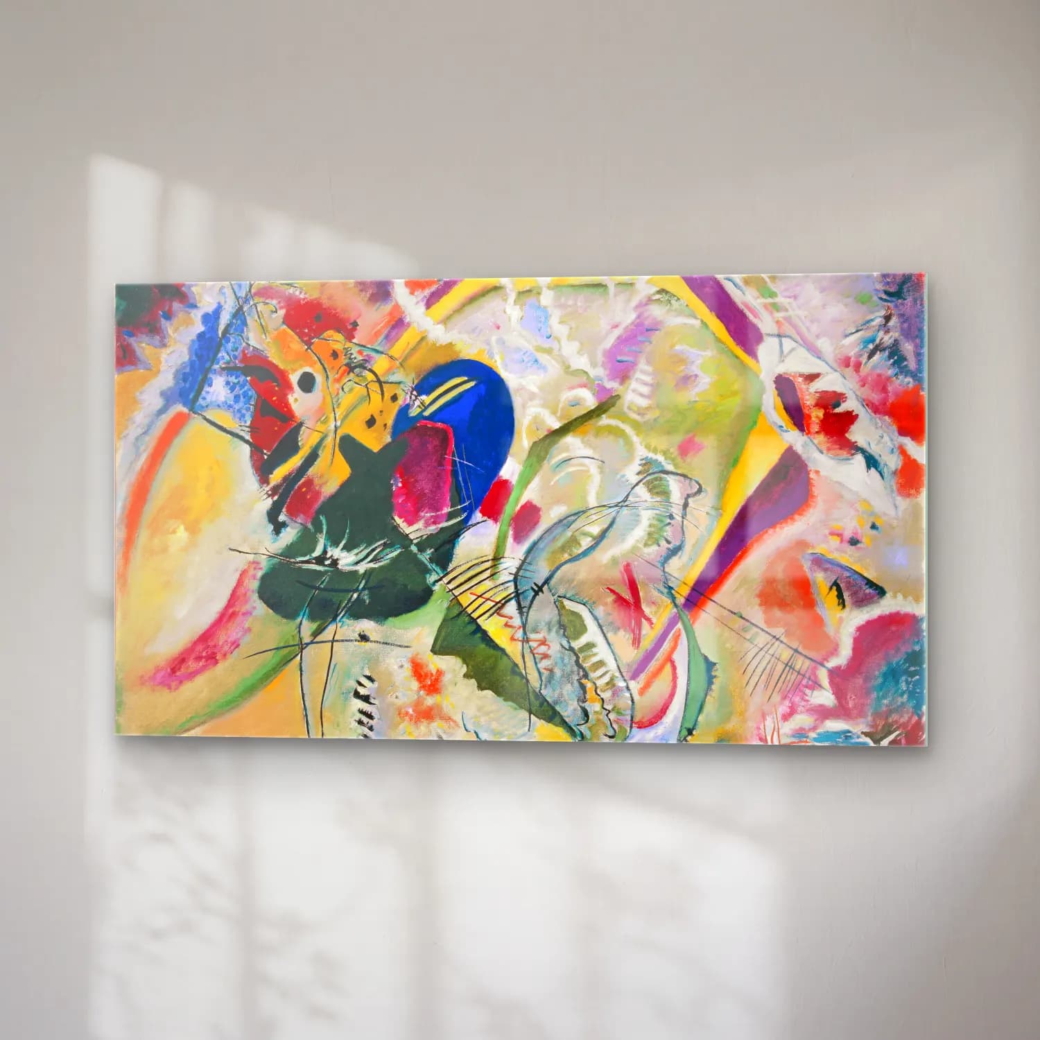 Wassily Kandinsky – Improvisation – Sarı Tonlar cam tablo — sağ açıdan görünüm