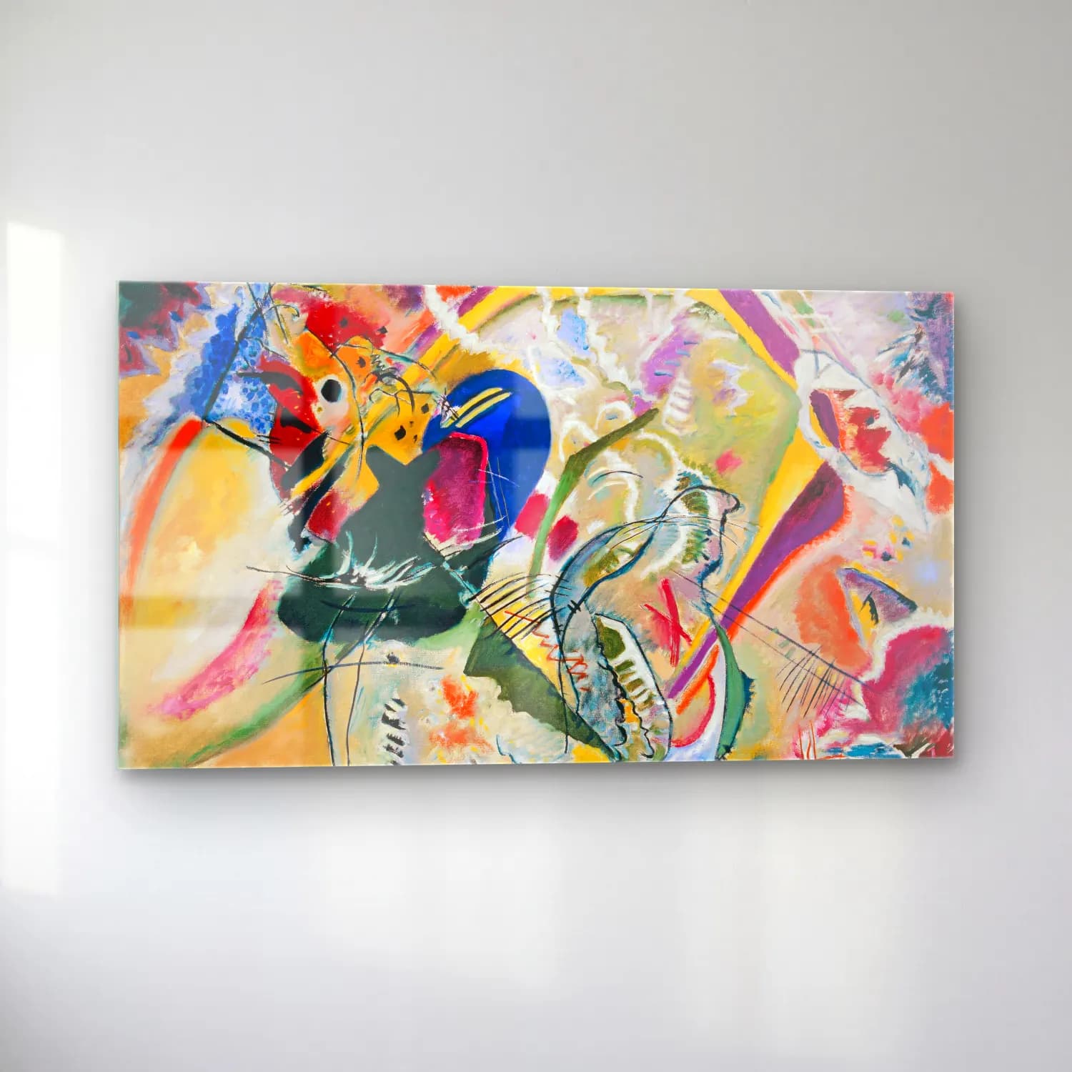 Wassily Kandinsky – Improvisation – Sarı Tonlar cam tablo — sol açıdan görünüm