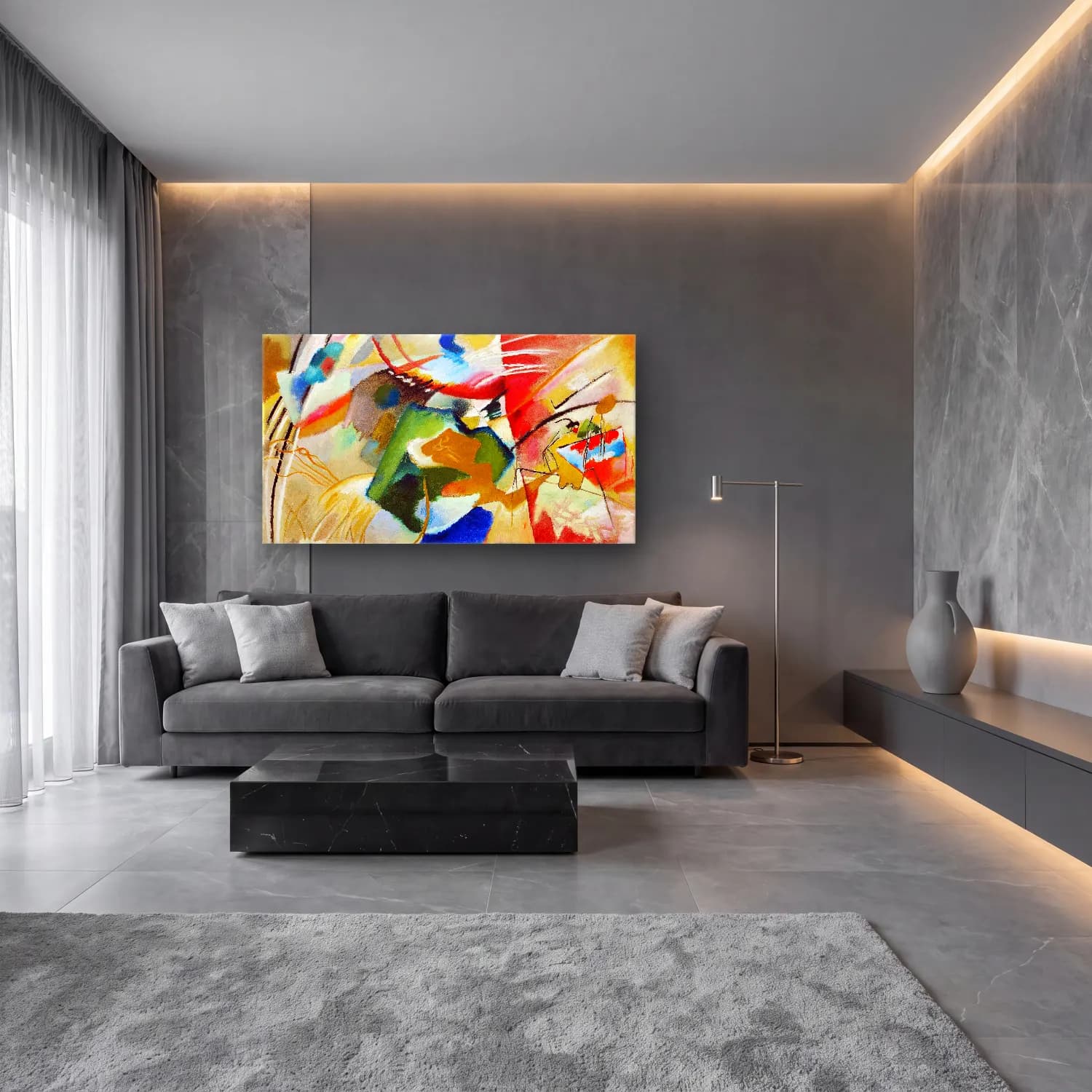 Wassily Kandinsky – Painting with Green Center cam tablo — lüks salon duvarında