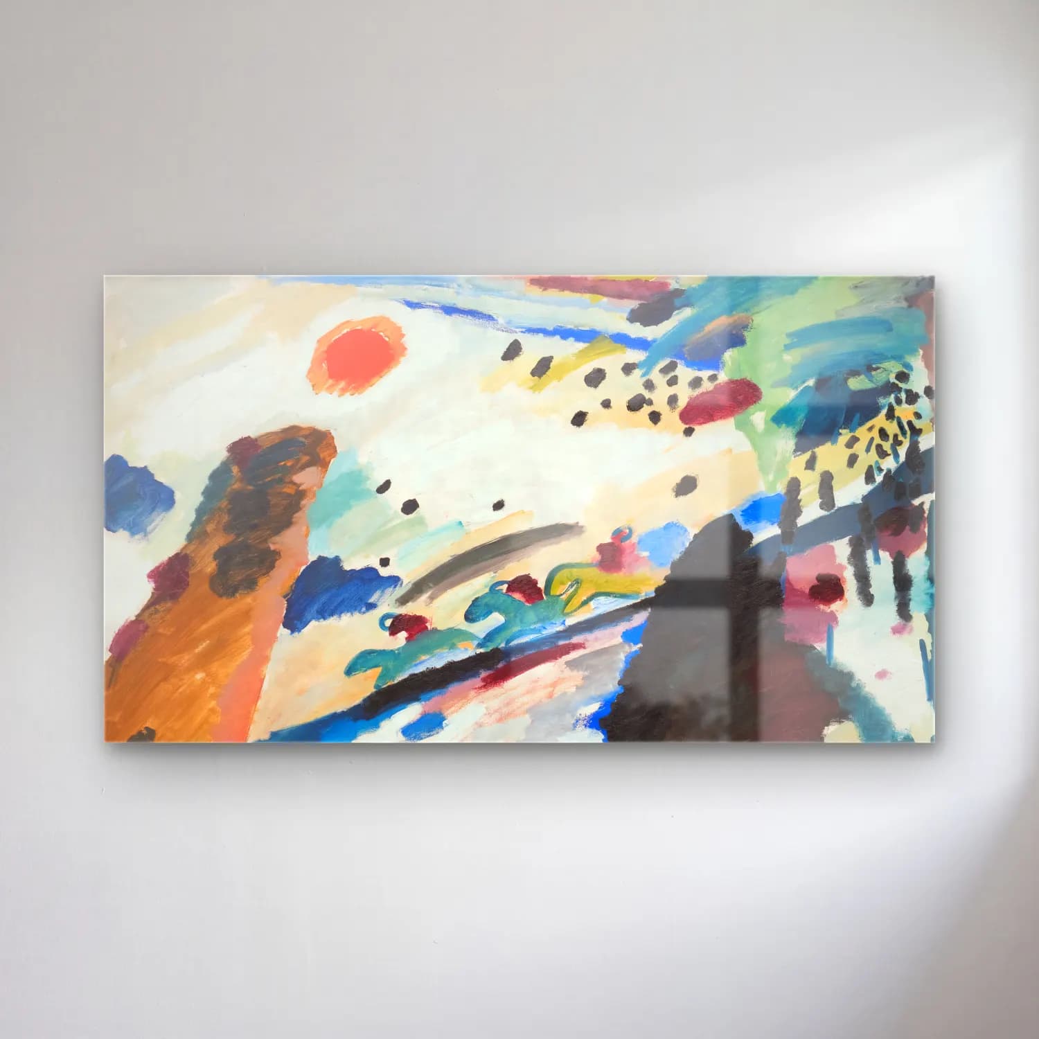 Wassily Kandinsky – Romantic Landscape cam tablo — Wassily Kandinsky – Romantic Landscape — modern soyut soyut manzara
