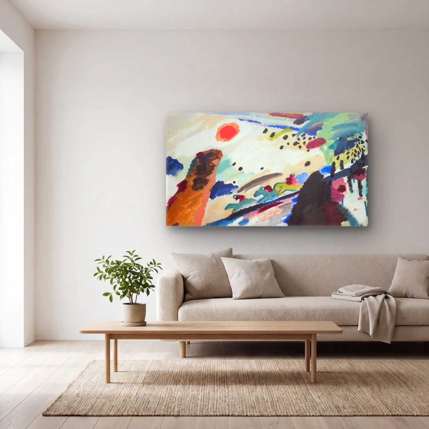 Wassily Kandinsky – Romantic Landscape cam tablo — açık renk salonda