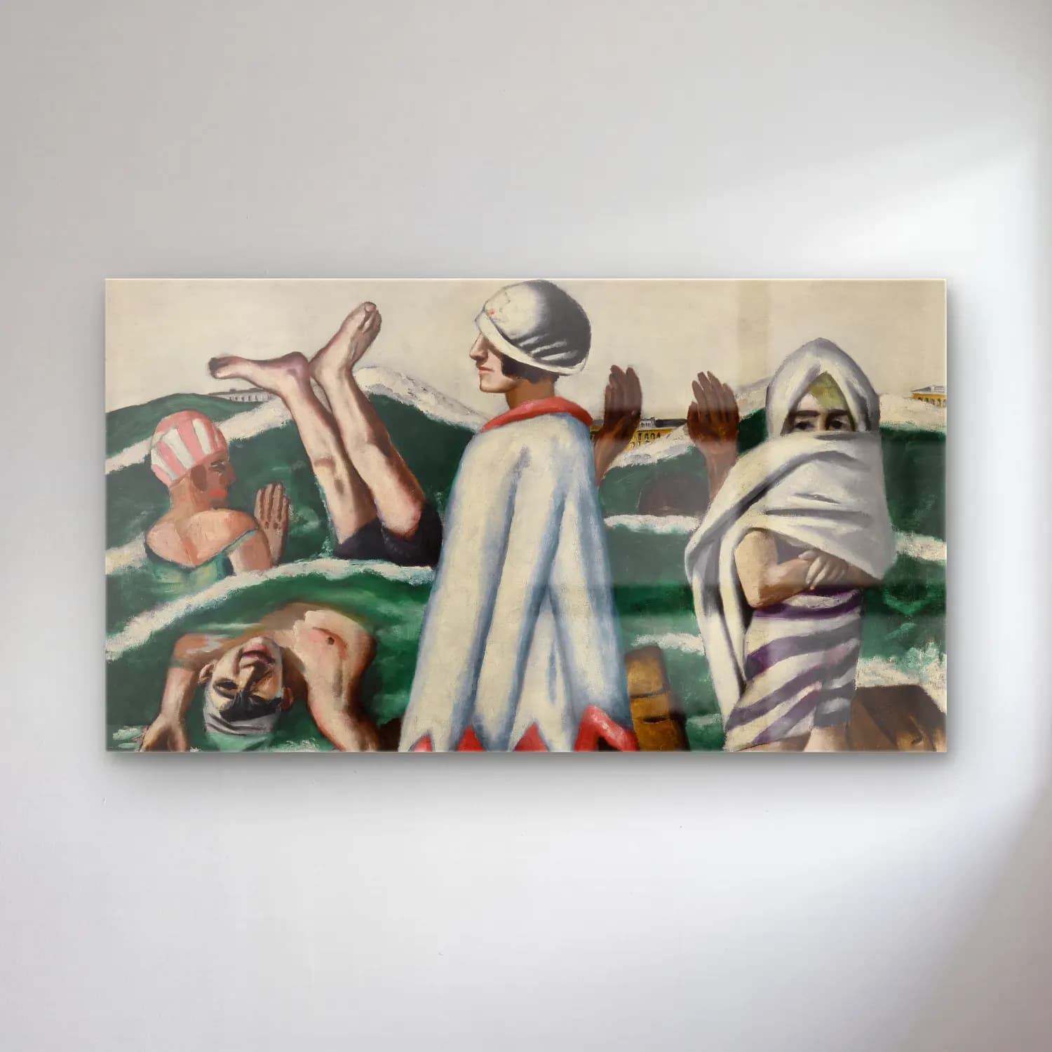 Max Beckmann – Lido cam tablo — Max Beckmann – Lido — yağlı boya sahilde i̇nsanlar