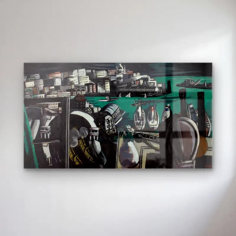 Max Beckmann – The Harbor of Genoa cam tablo — Max Beckmann – The Harbor of Genoa — modern soyut liman ve tekneler