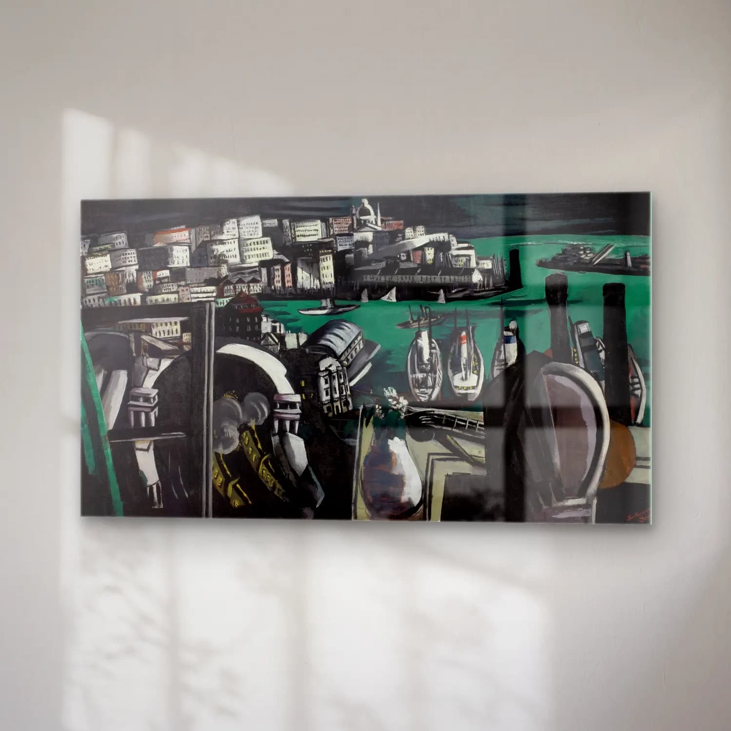 Max Beckmann – The Harbor of Genoa cam tablo — sağ açıdan görünüm
