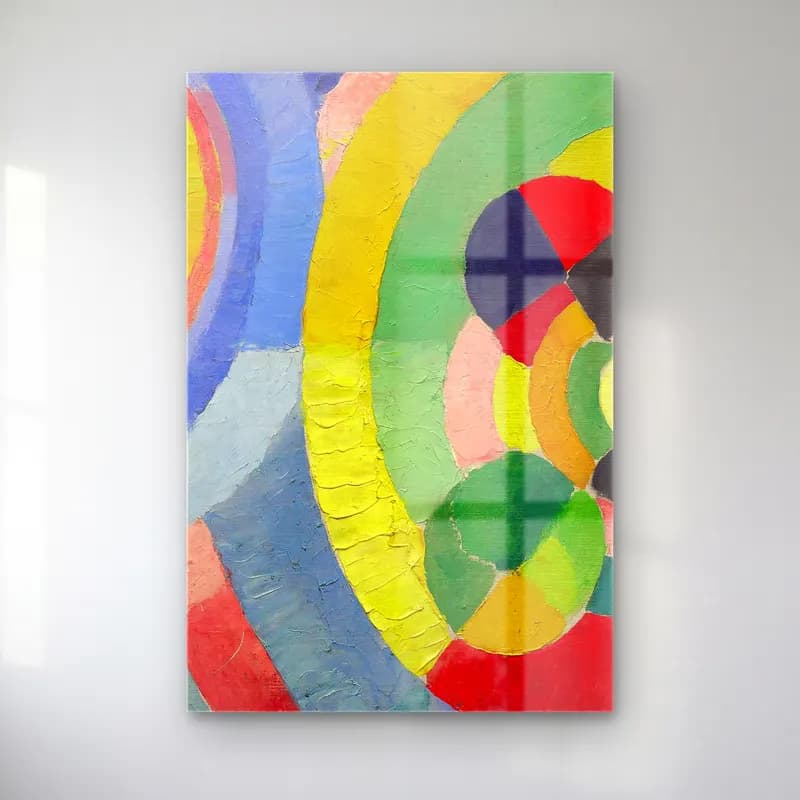 Robert Delaunay – Circular Forms cam tablo — Robert Delaunay – Circular Forms — modern soyut renk alanları