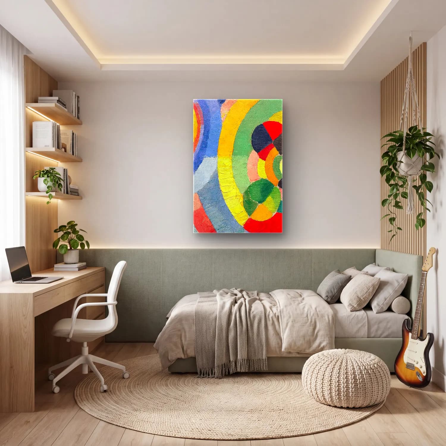 Robert Delaunay – Circular Forms cam tablo — genç odasında