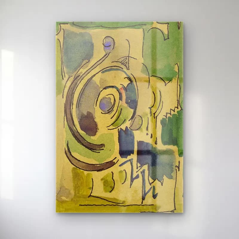 Albert Gleizes – COMPOSITION 2 (circa 1950) cam tablo — Albert Gleizes – COMPOSITION 2 (circa 1950) — suluboya soyut yüz