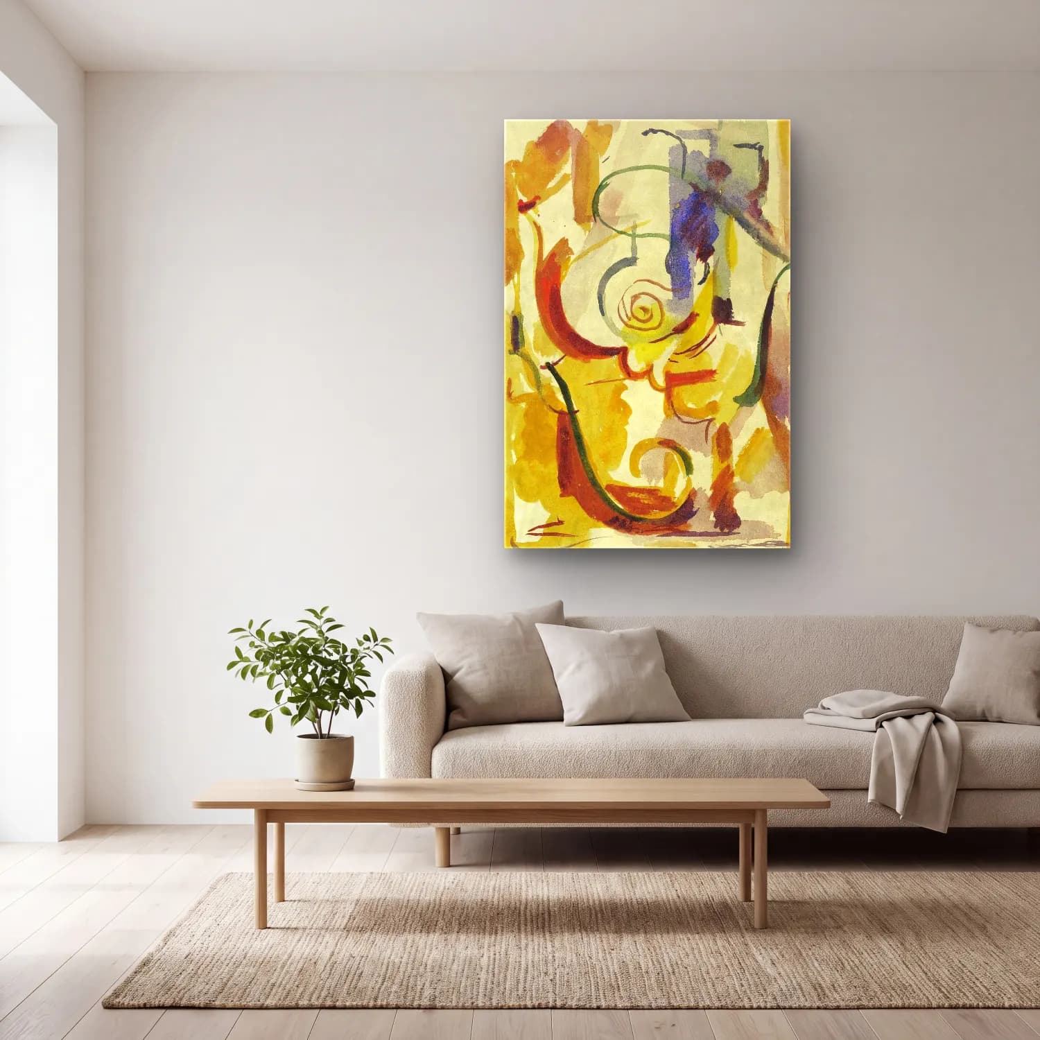 Albert Gleizes – COMPOSITION 4 (circa 1950) cam tablo — açık renk salonda