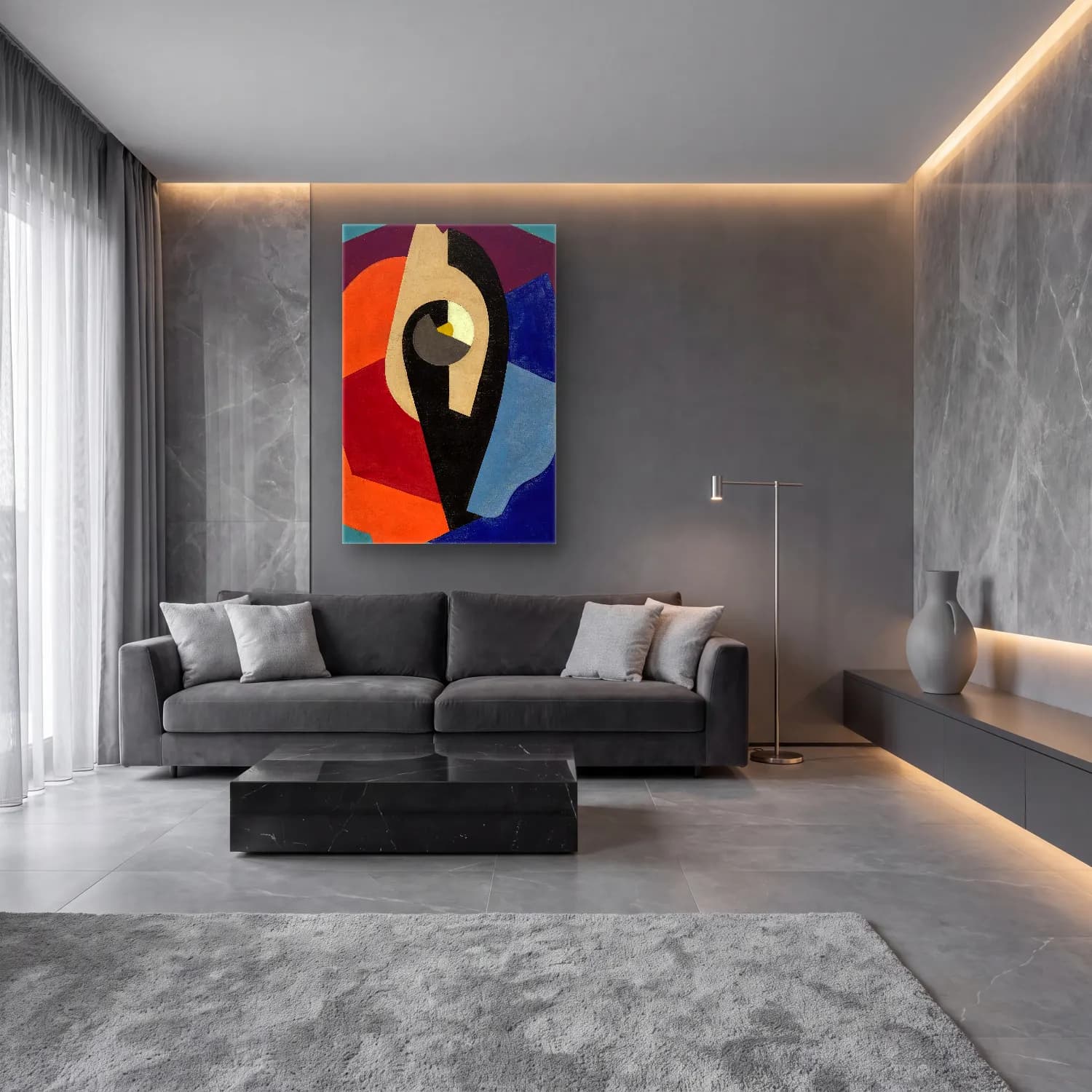 Albert Gleizes – Composition ou Peinture objet cam tablo — lüks salon duvarında