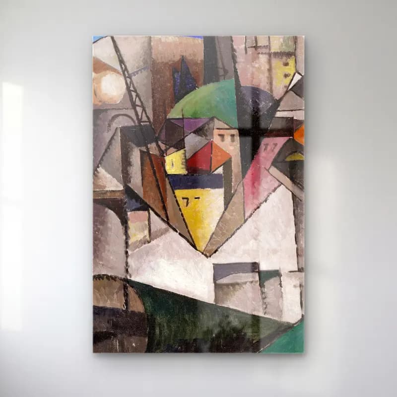 Albert Gleizes – Landscape cam tablo — Albert Gleizes – Landscape — modern soyut köy sokağı