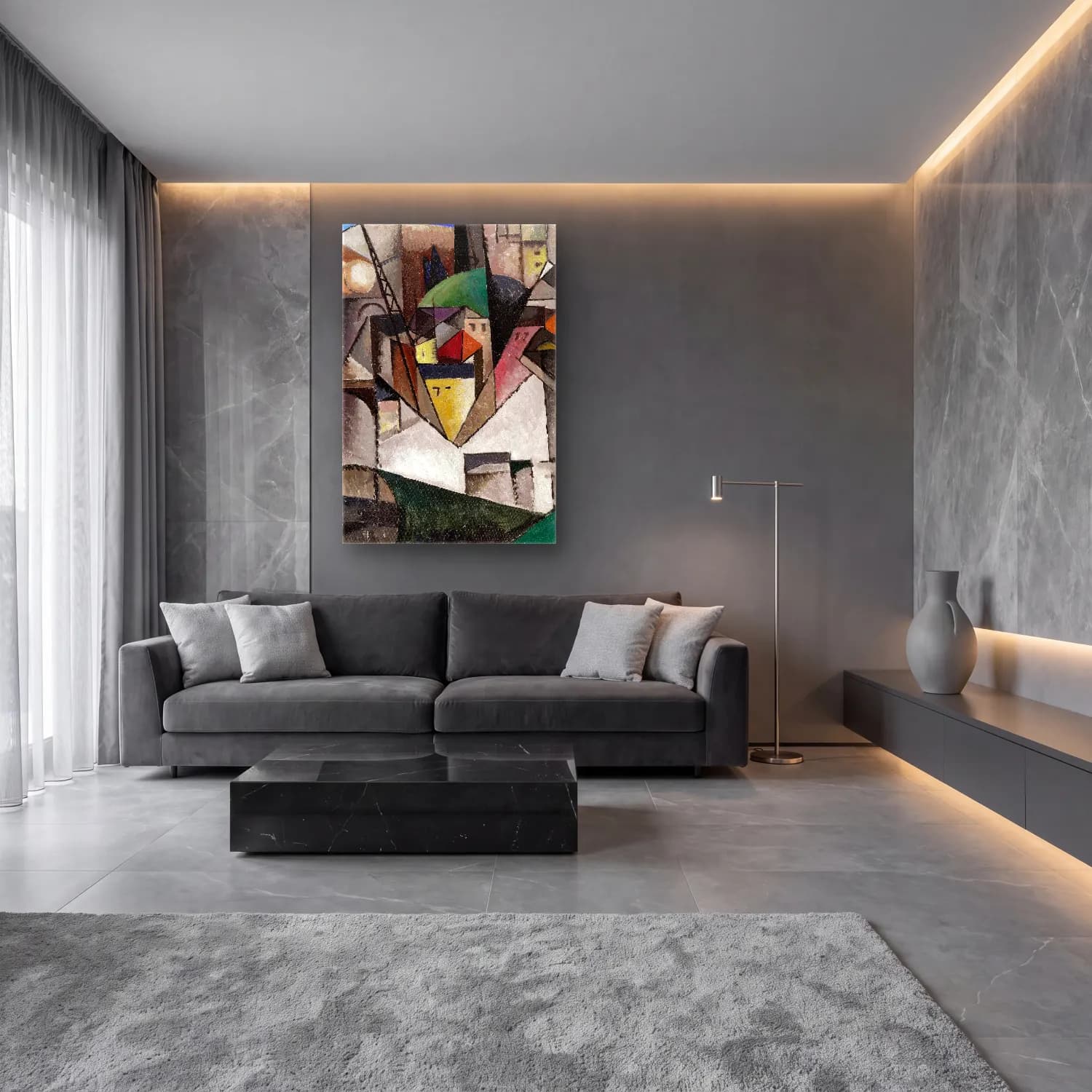 Albert Gleizes – Landscape cam tablo — lüks salon duvarında