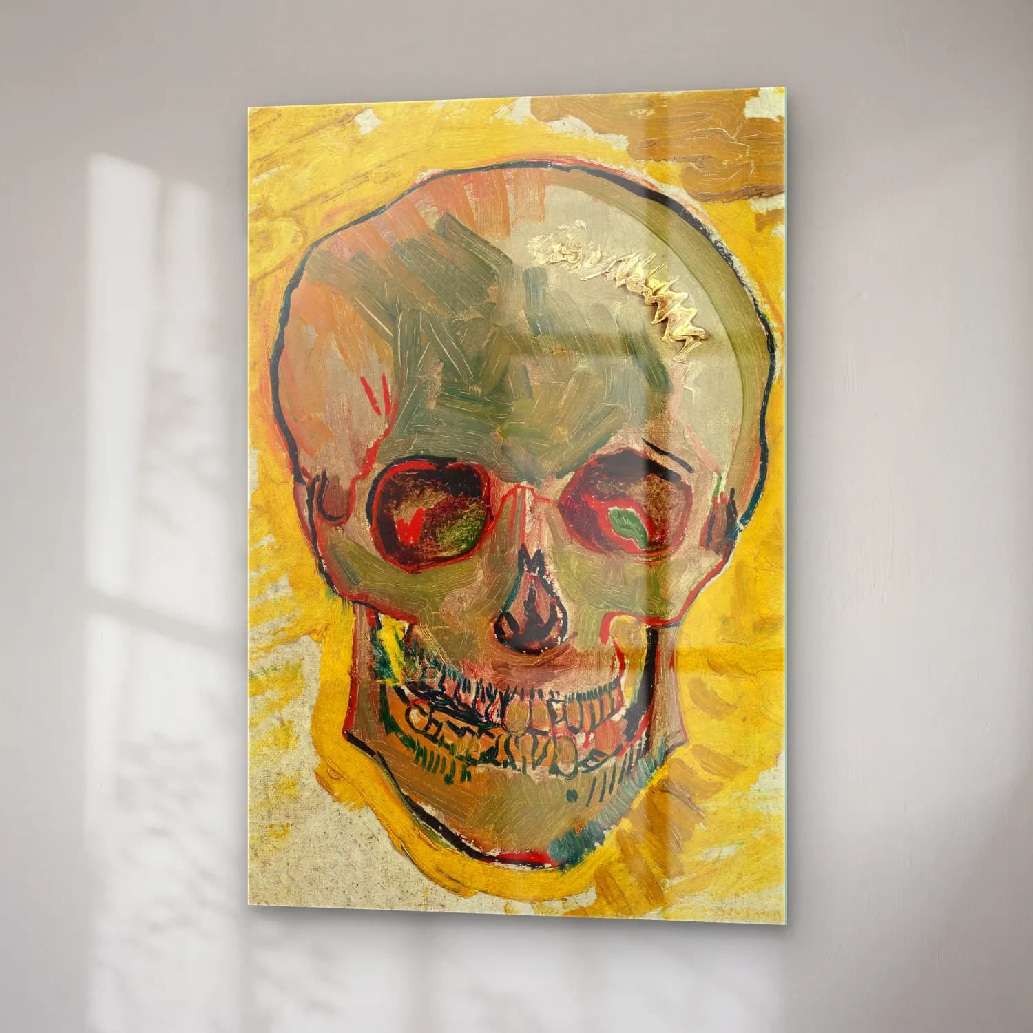 Vincent van Gogh – Skull – Sarı Tonlar cam tablo — sağ açıdan görünüm