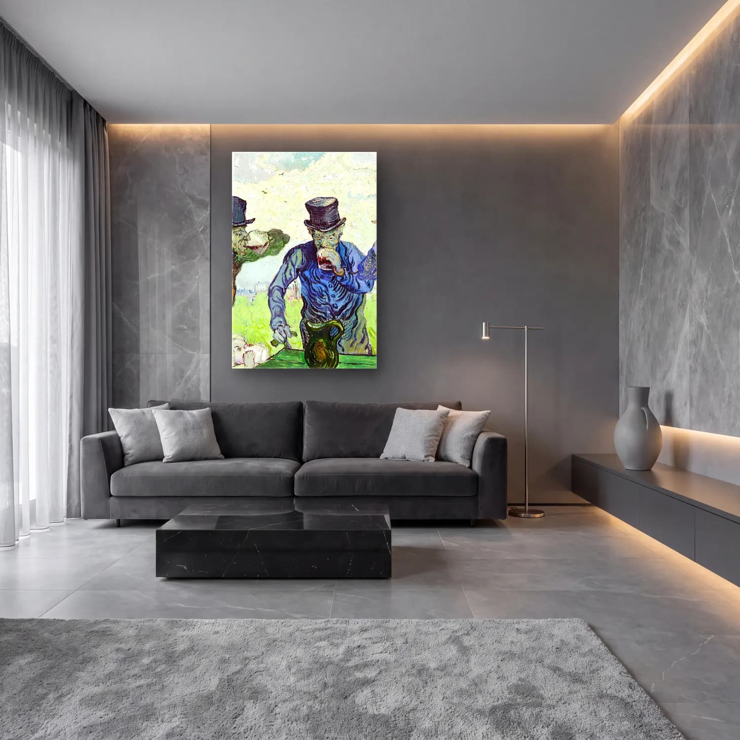 Vincent van Gogh – The Drinkers cam tablo — lüks salon duvarında