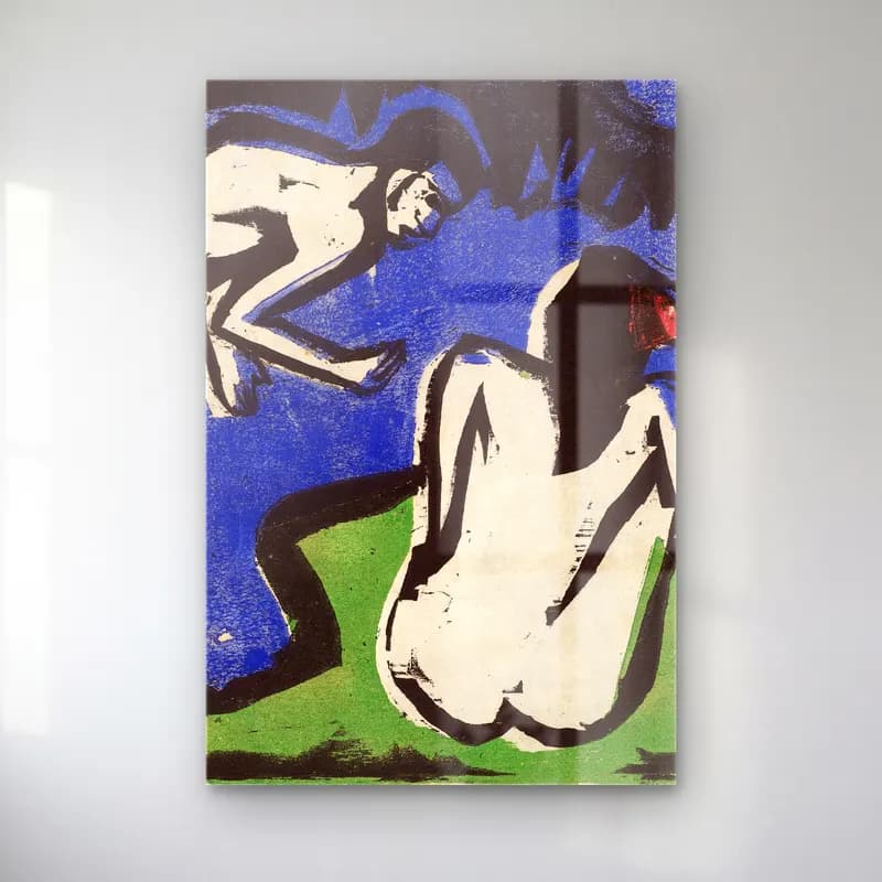 Ernst Ludwig Kirchner – Bathing Couple – Mavi Tonlar cam tablo — Ernst Ludwig Kirchner – Bathing Couple – Mavi Tonlar — bauhaus dansçılar