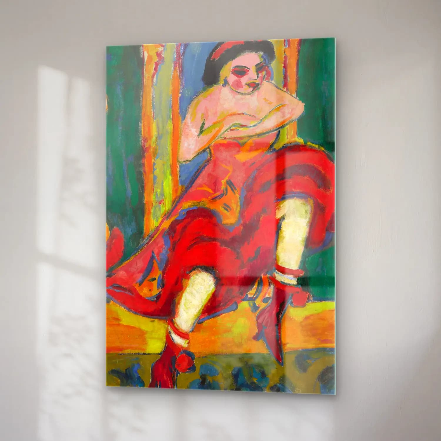 Ernst Ludwig Kirchner – Czardas dancers – Kırmızı Tonlar cam tablo — sağ açıdan görünüm