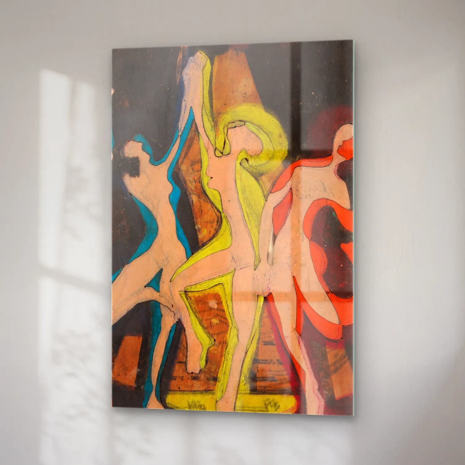 Ernst Ludwig Kirchner – Farbentanz, Farbstock II – Sarı Tonlar cam tablo — sağ açıdan görünüm