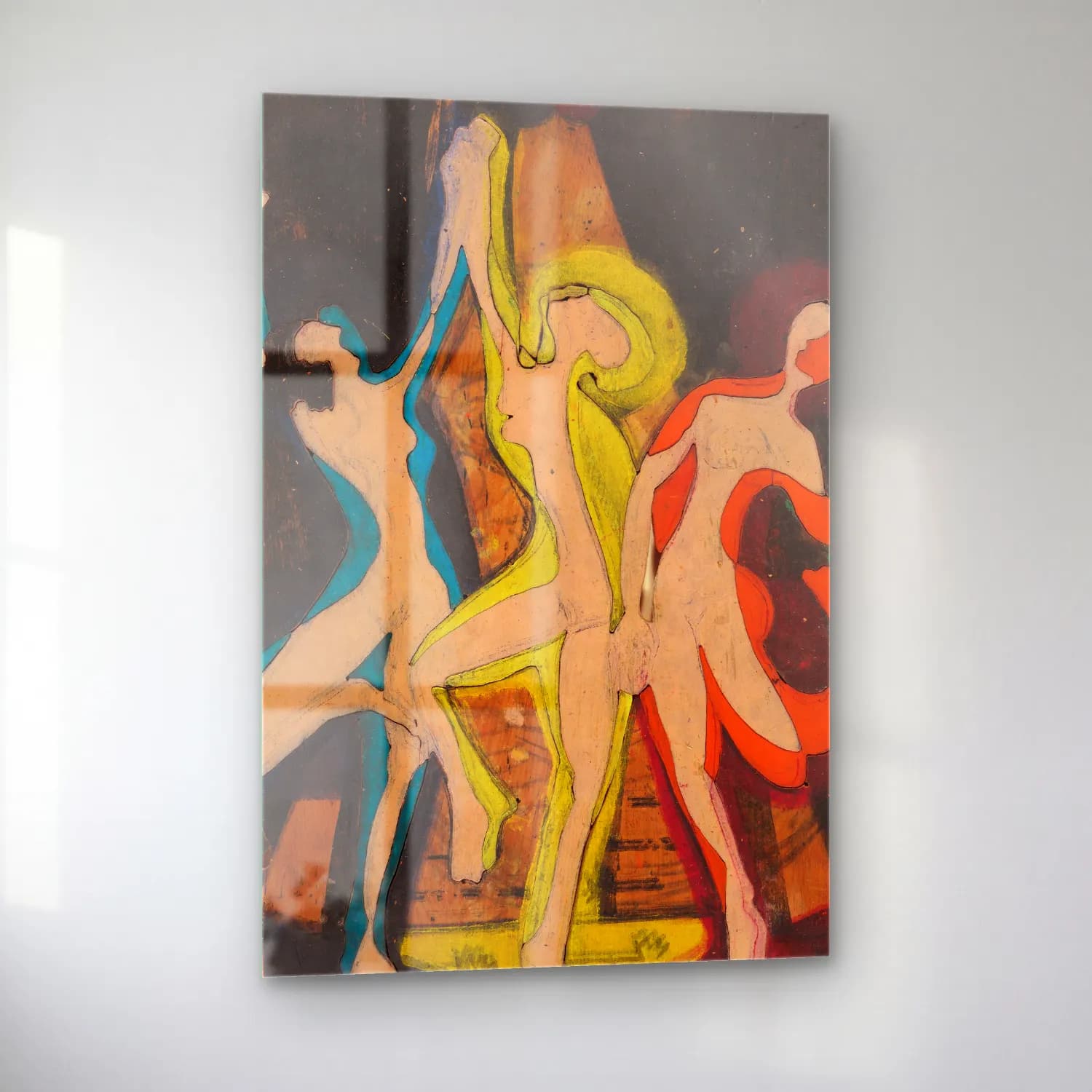 Ernst Ludwig Kirchner – Farbentanz, Farbstock II – Sarı Tonlar cam tablo — sol açıdan görünüm