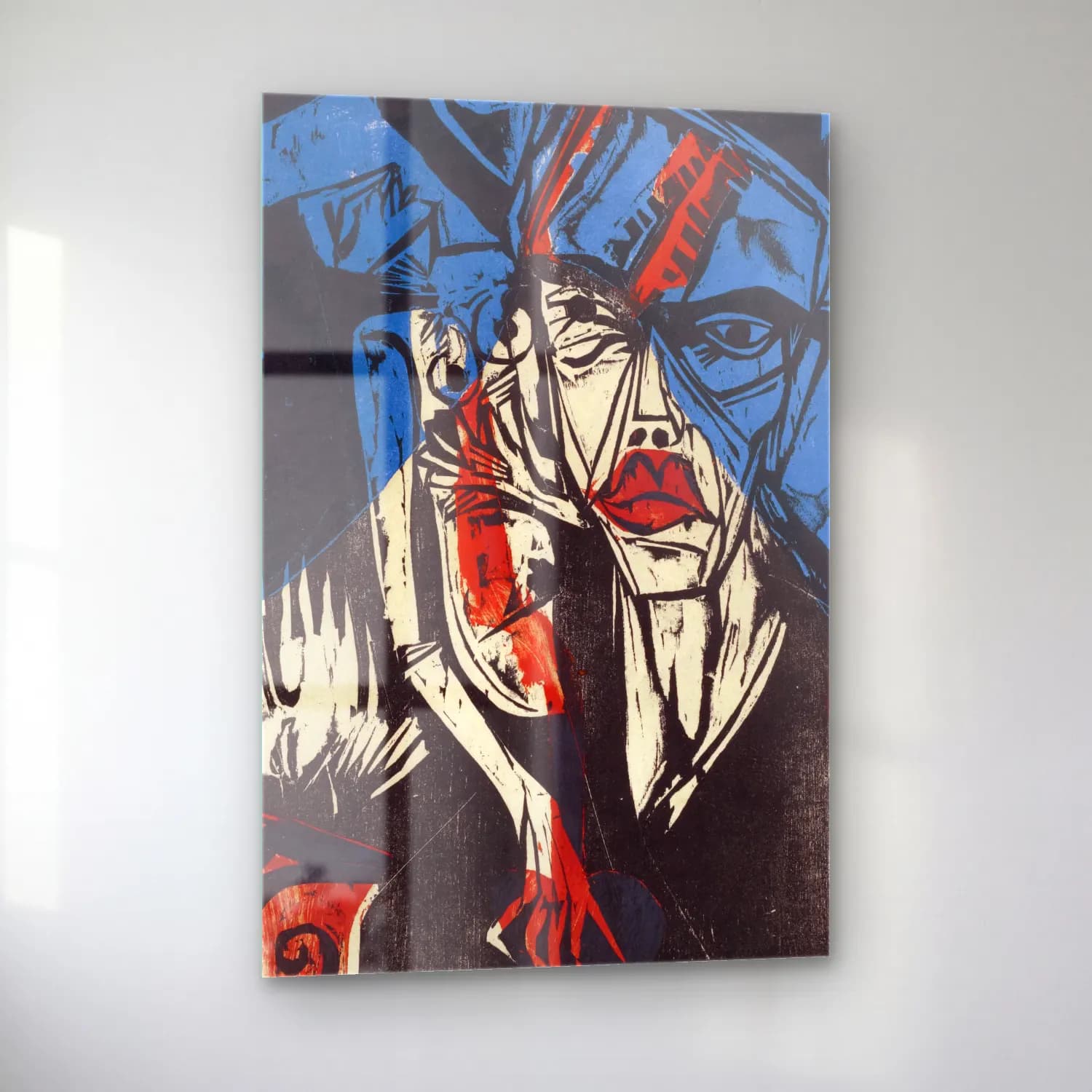 Ernst Ludwig Kirchner – Kämpfe – Qualen der Liebe – Mavi Tonlar cam tablo — sol açıdan görünüm
