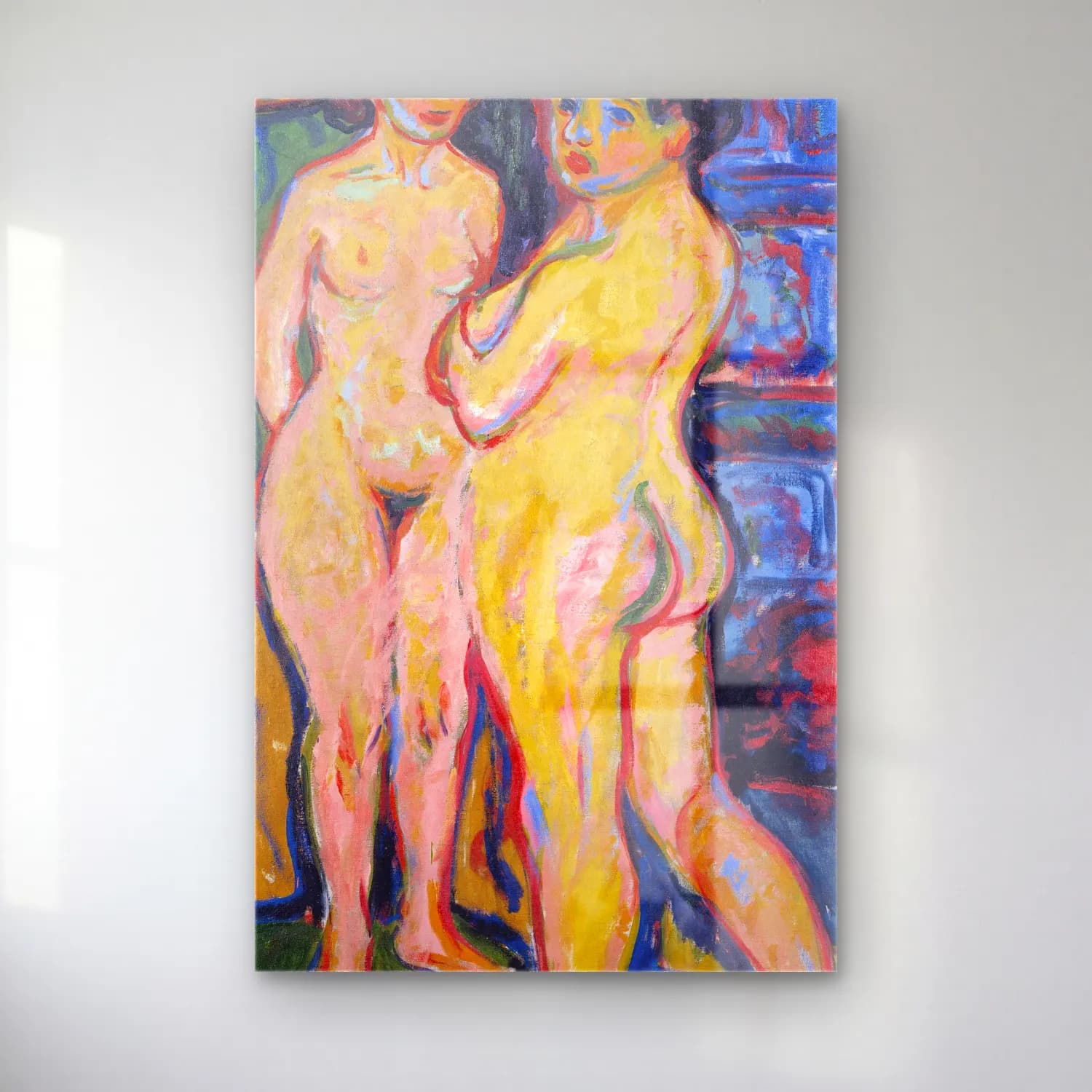 Ernst Ludwig Kirchner – Nudes Standing cam tablo — Ernst Ludwig Kirchner – Nudes Standing — empresyonist figür çalışması