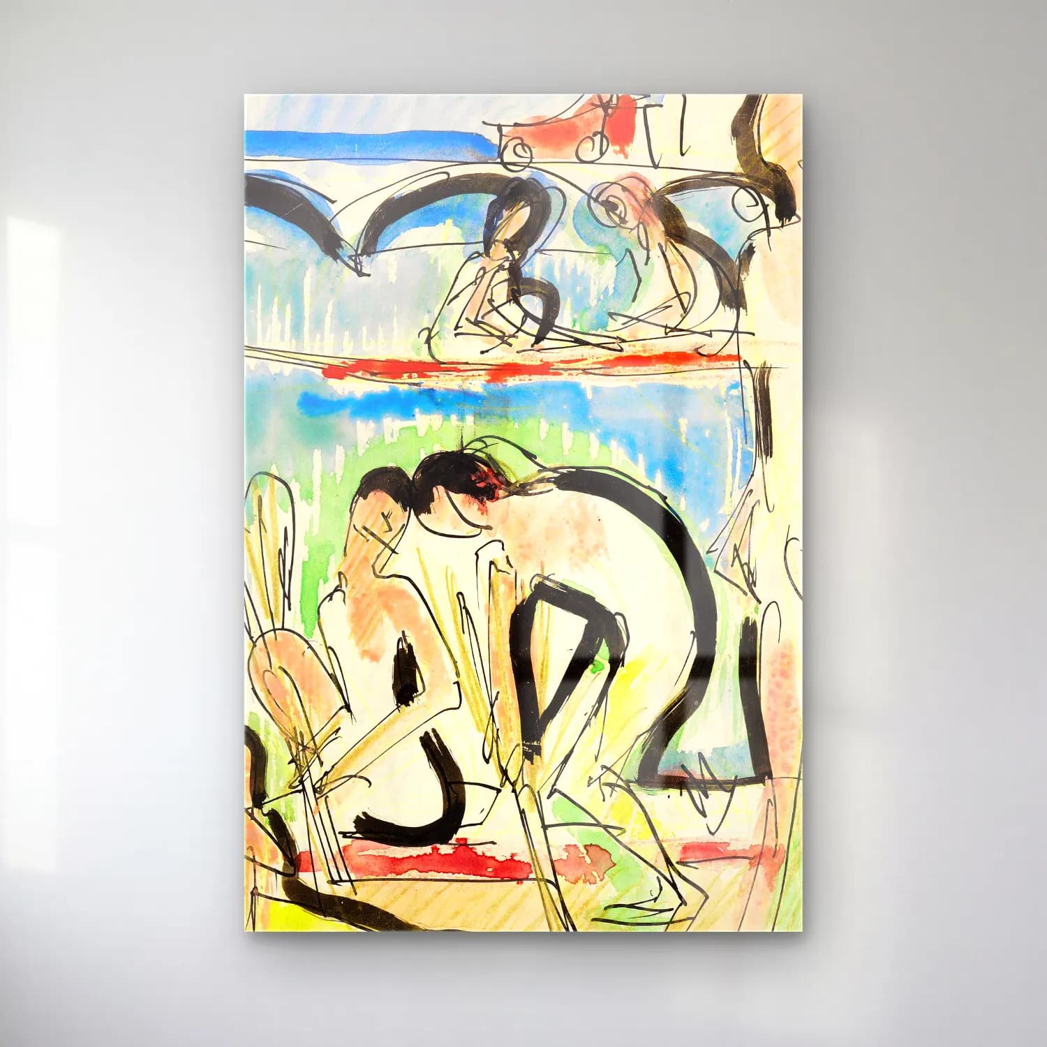 Ernst Ludwig Kirchner – Ruderer – Siyah Beyaz Tonlar cam tablo — Ernst Ludwig Kirchner – Ruderer – Siyah Beyaz Tonlar — modern soyut dansçılar