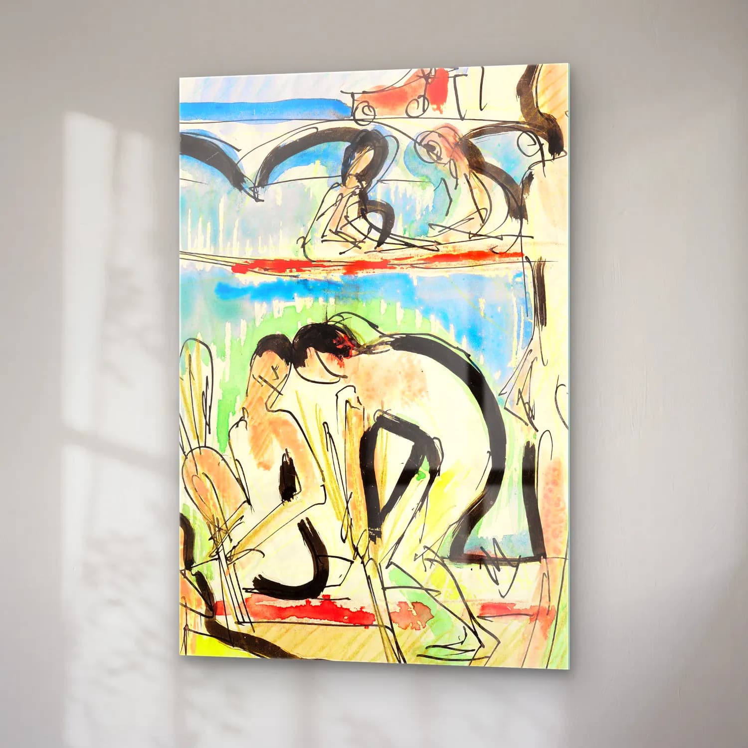 Ernst Ludwig Kirchner – Ruderer – Siyah Beyaz Tonlar cam tablo — sağ açıdan görünüm