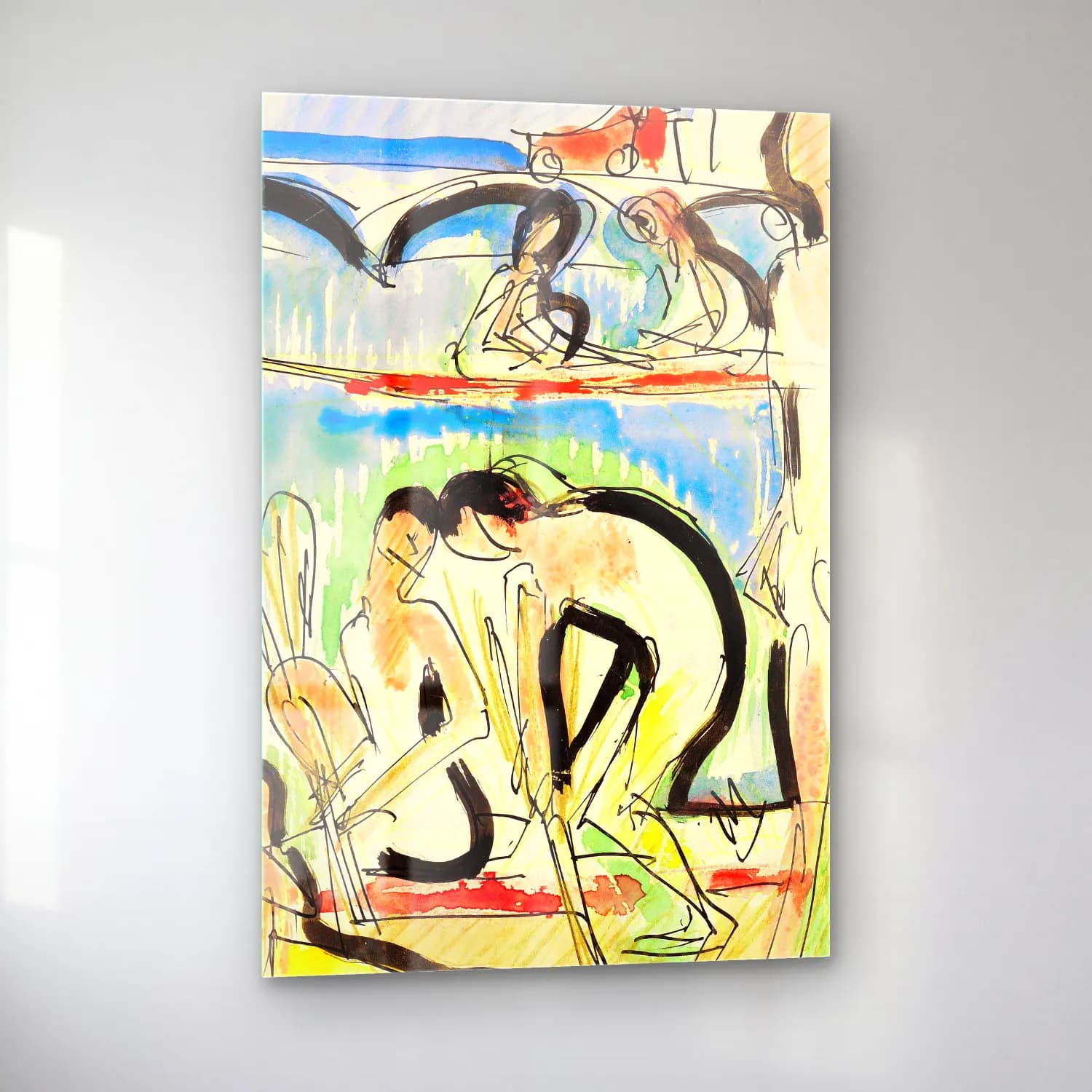 Ernst Ludwig Kirchner – Ruderer – Siyah Beyaz Tonlar cam tablo — sol açıdan görünüm