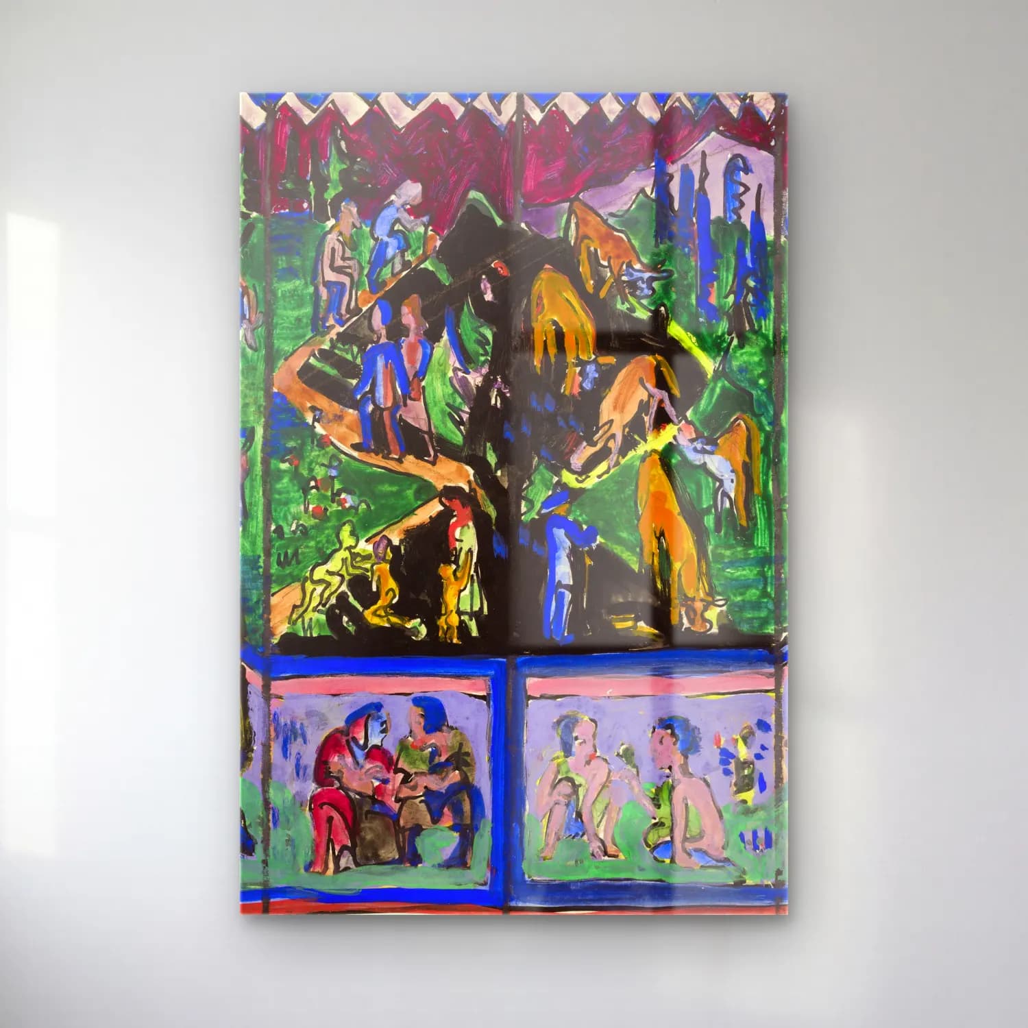 Ernst Ludwig Kirchner – The Life (Hagemann Design) – Mavi Tonlar cam tablo — Ernst Ludwig Kirchner – The Life (Hagemann Design) – Mavi Tonlar — modern soyut savaş sahnesi