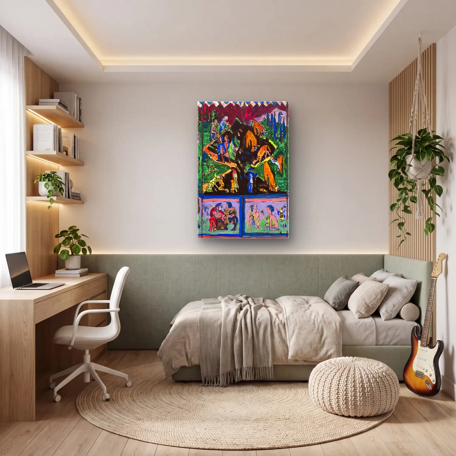 Ernst Ludwig Kirchner – The Life (Hagemann Design) – Mavi Tonlar cam tablo — genç odasında