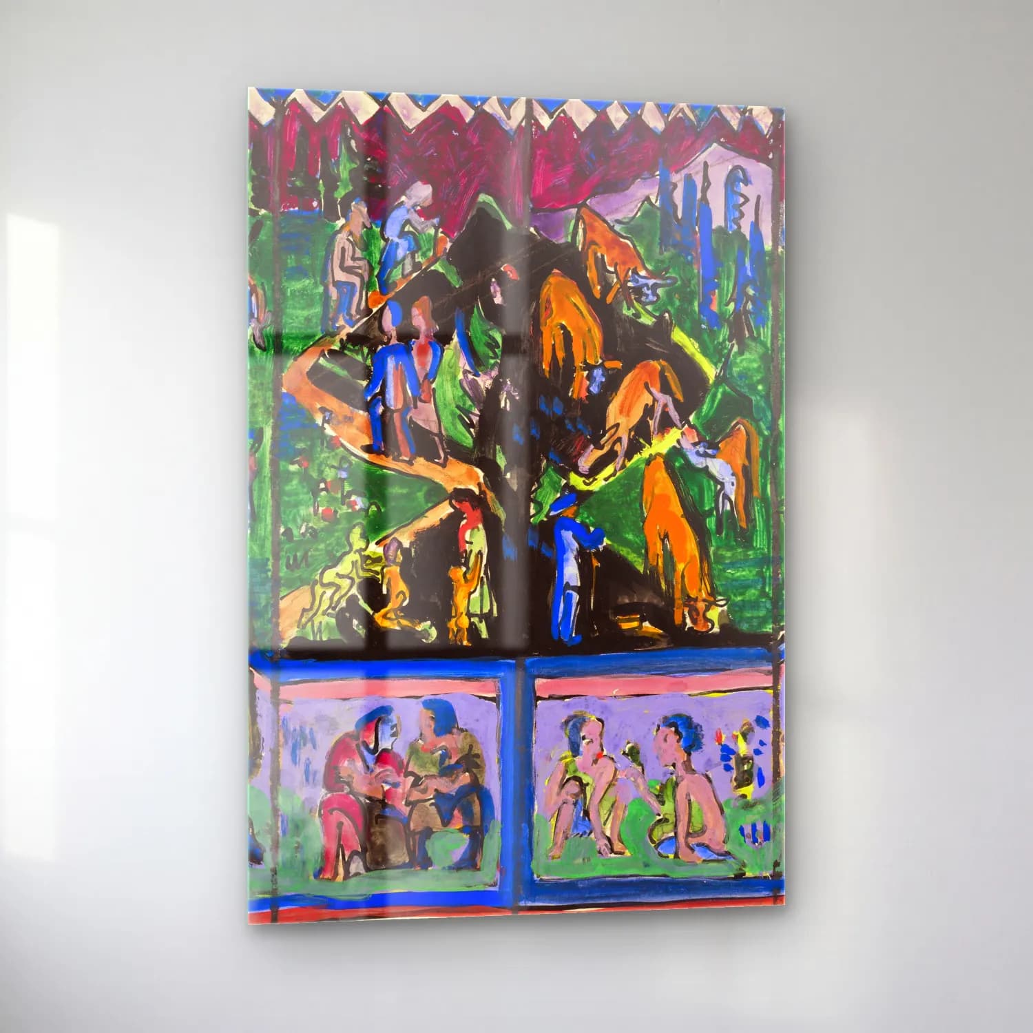 Ernst Ludwig Kirchner – The Life (Hagemann Design) – Mavi Tonlar cam tablo — sol açıdan görünüm