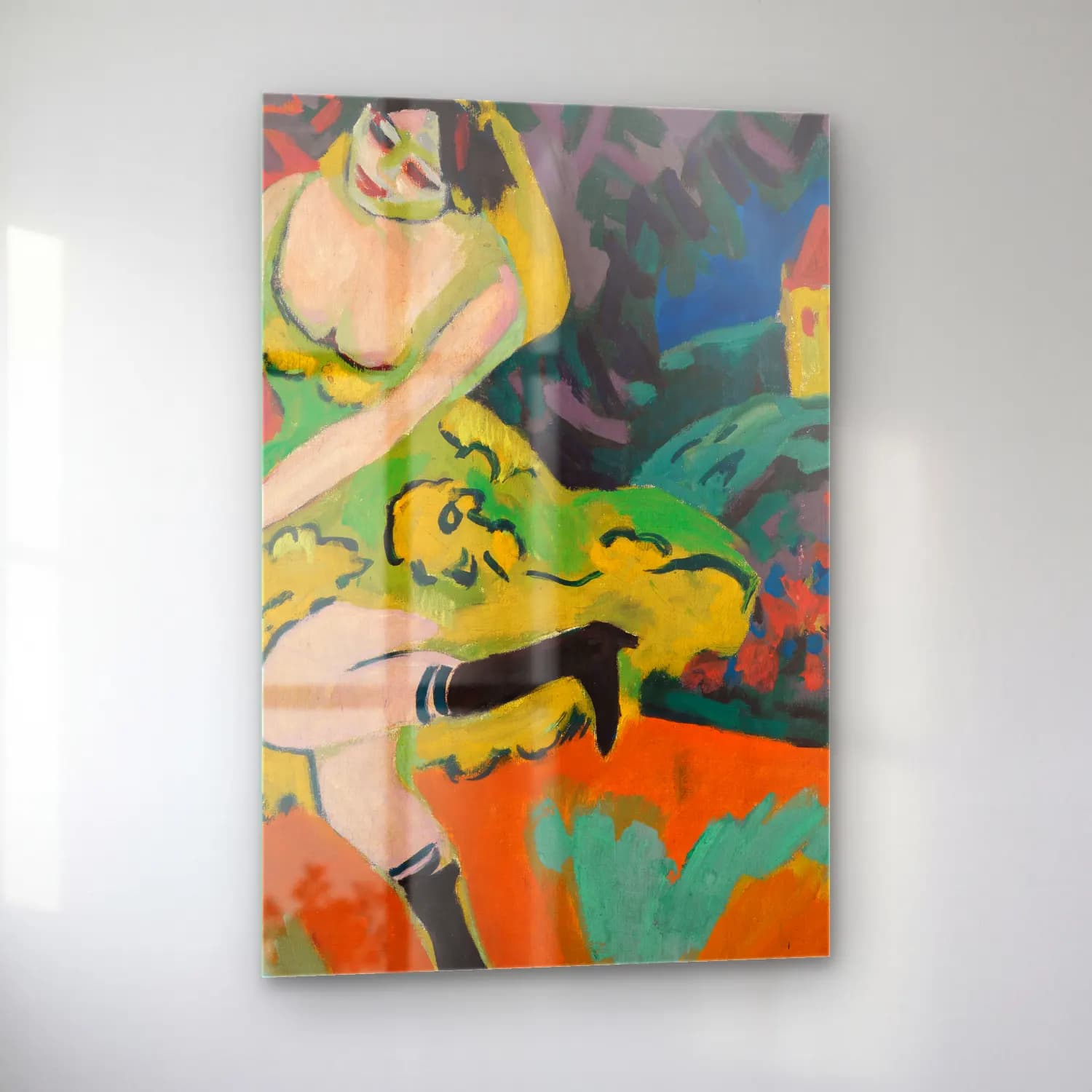 Ernst Ludwig Kirchner – Varietétänzerin (ca 1910) – Yeşil Tonlar cam tablo — sol açıdan görünüm