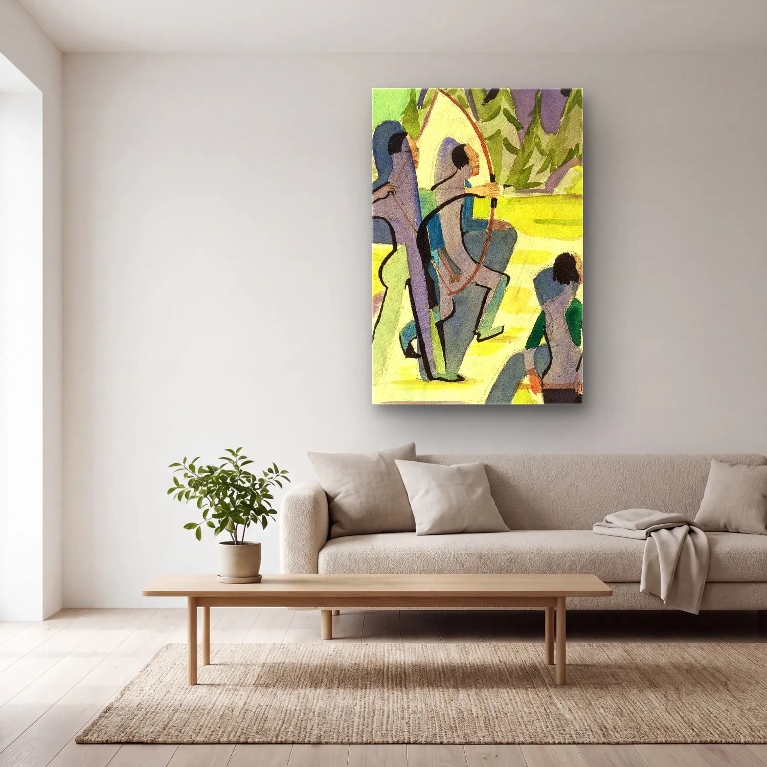 Ernst Ludwig Kirchner – archer – Yeşil Tonlar cam tablo — açık renk salonda