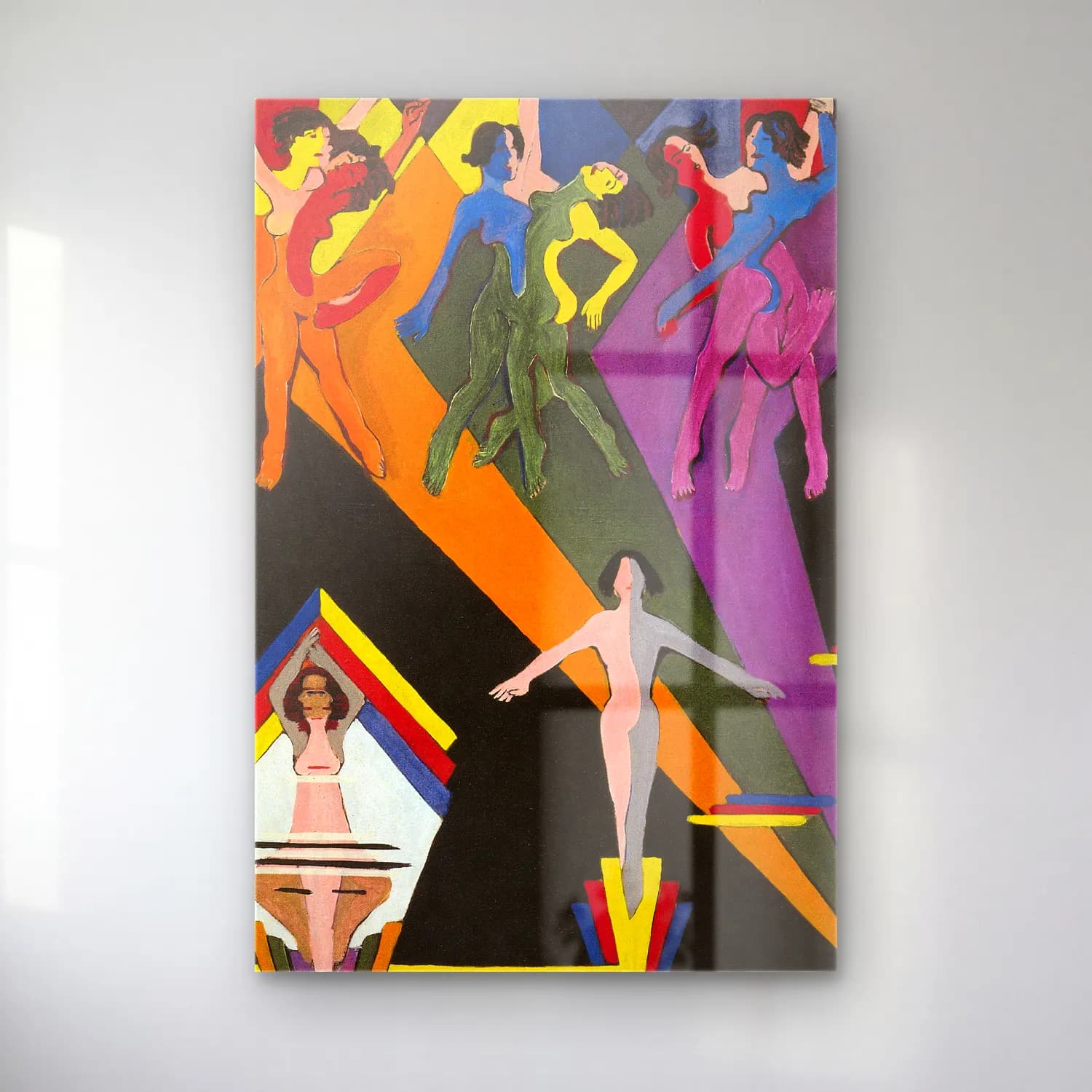 Ernst Ludwig Kirchner – dancing girls in colourful rays cam tablo — Ernst Ludwig Kirchner – dancing girls in colourful rays — modern soyut dansçılar