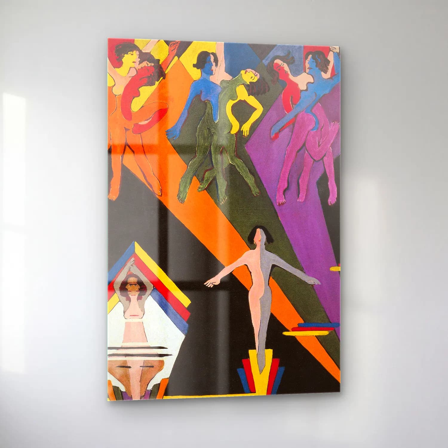 Ernst Ludwig Kirchner – dancing girls in colourful rays cam tablo — sol açıdan görünüm